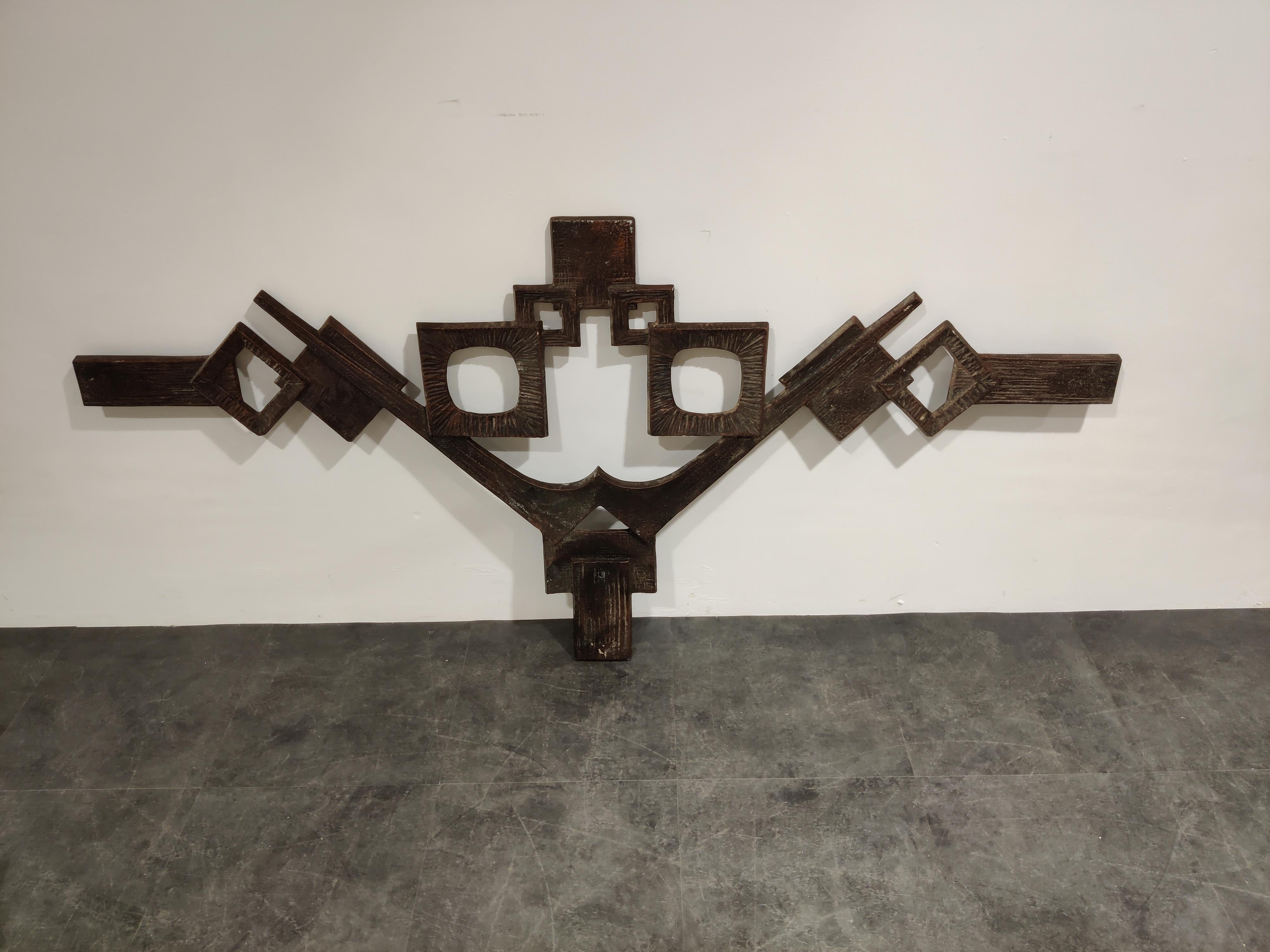 Large Brutalist Wall Sculpture, 1970s In Good Condition In HEVERLEE, BE