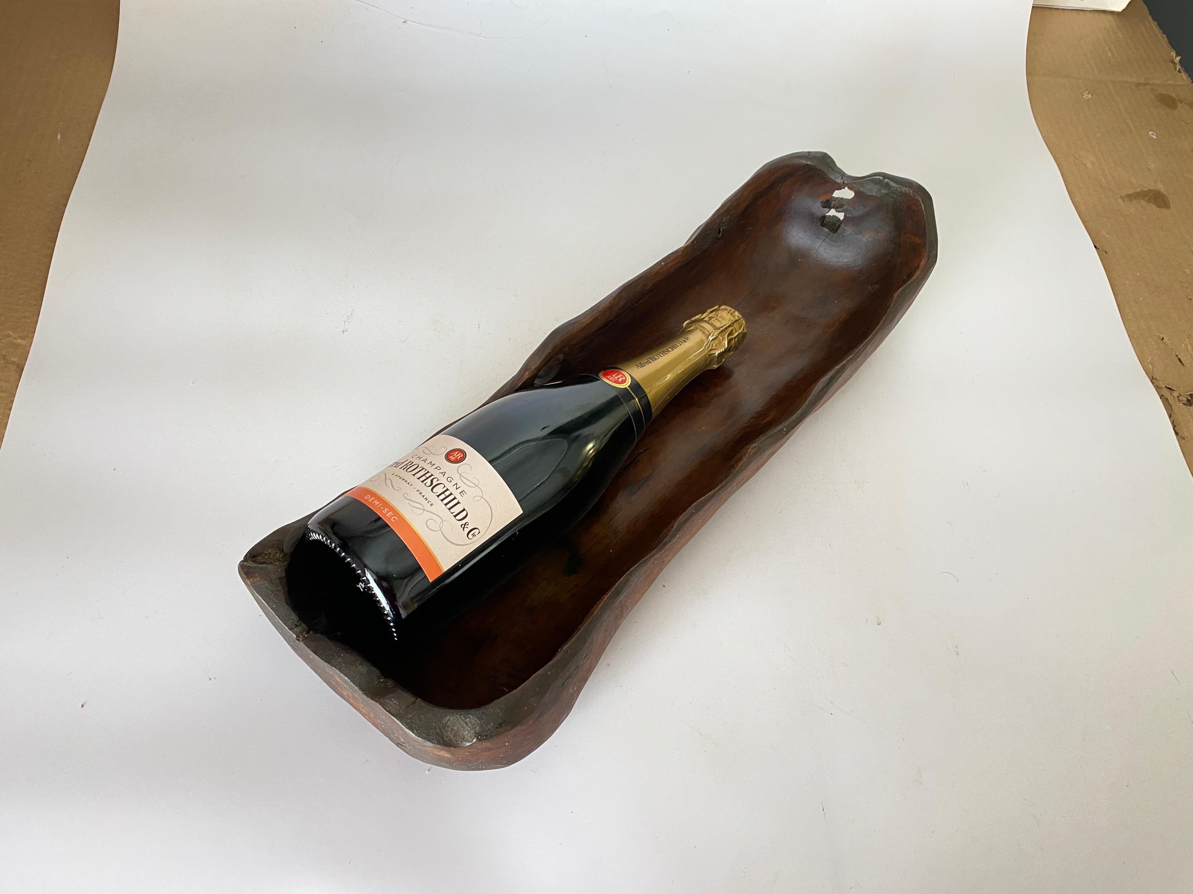 Gran cuenco de madera Brutalista Vide Poche grande en pátina marrón, Francia, hacia 1960 en venta 4