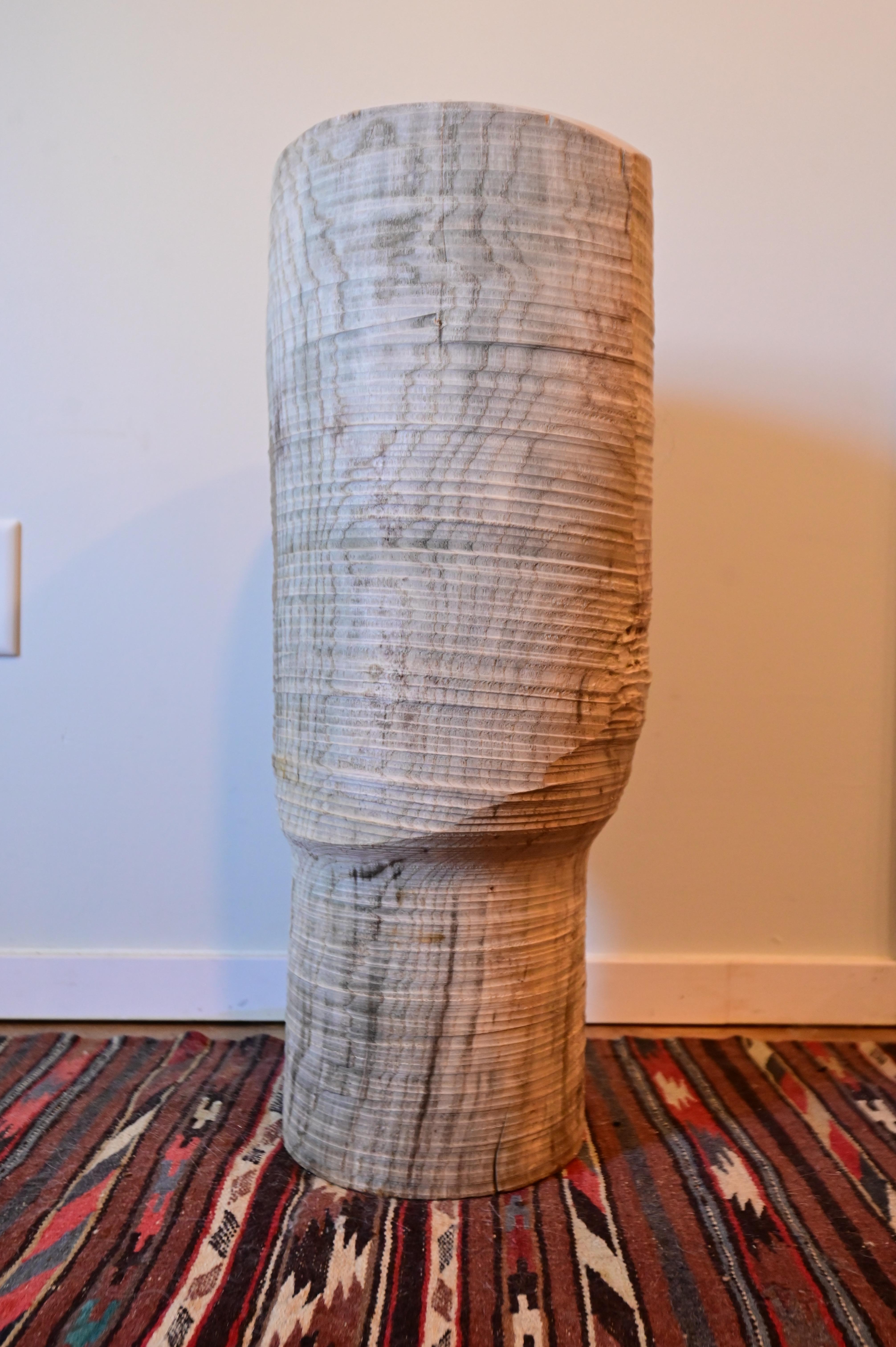 Carved Large Brutalist Wood Sculpture For Sale