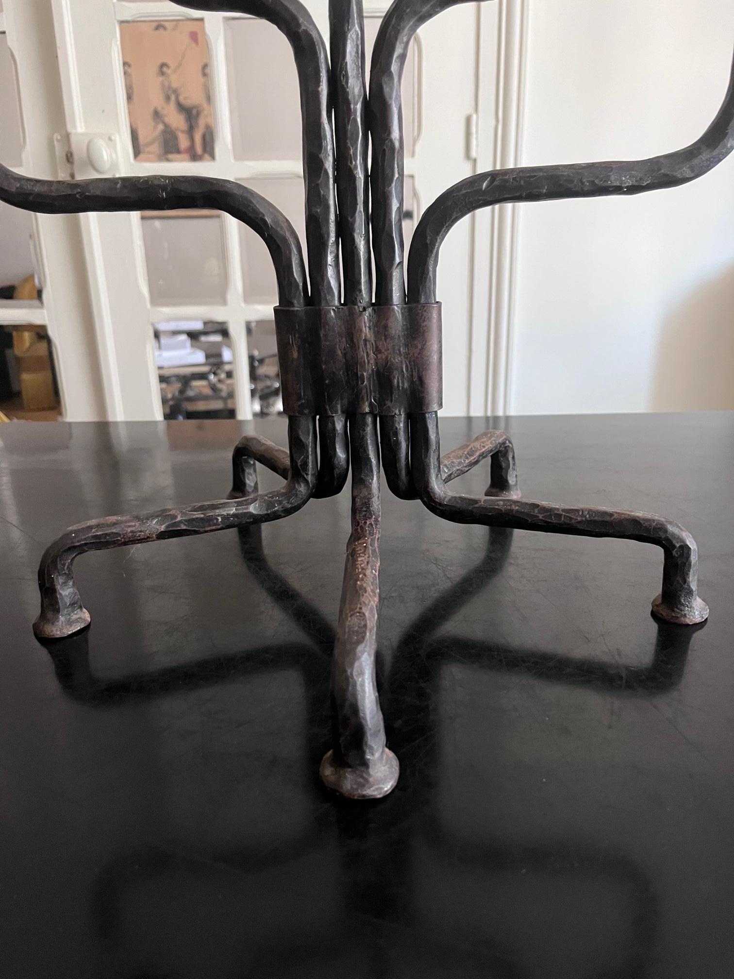 Large Brutalist Wrought Iran Candle Holders In Good Condition For Sale In Brooklyn, NY