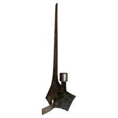 Large brutalist wrought iron candlestick sculpture from the 1970s