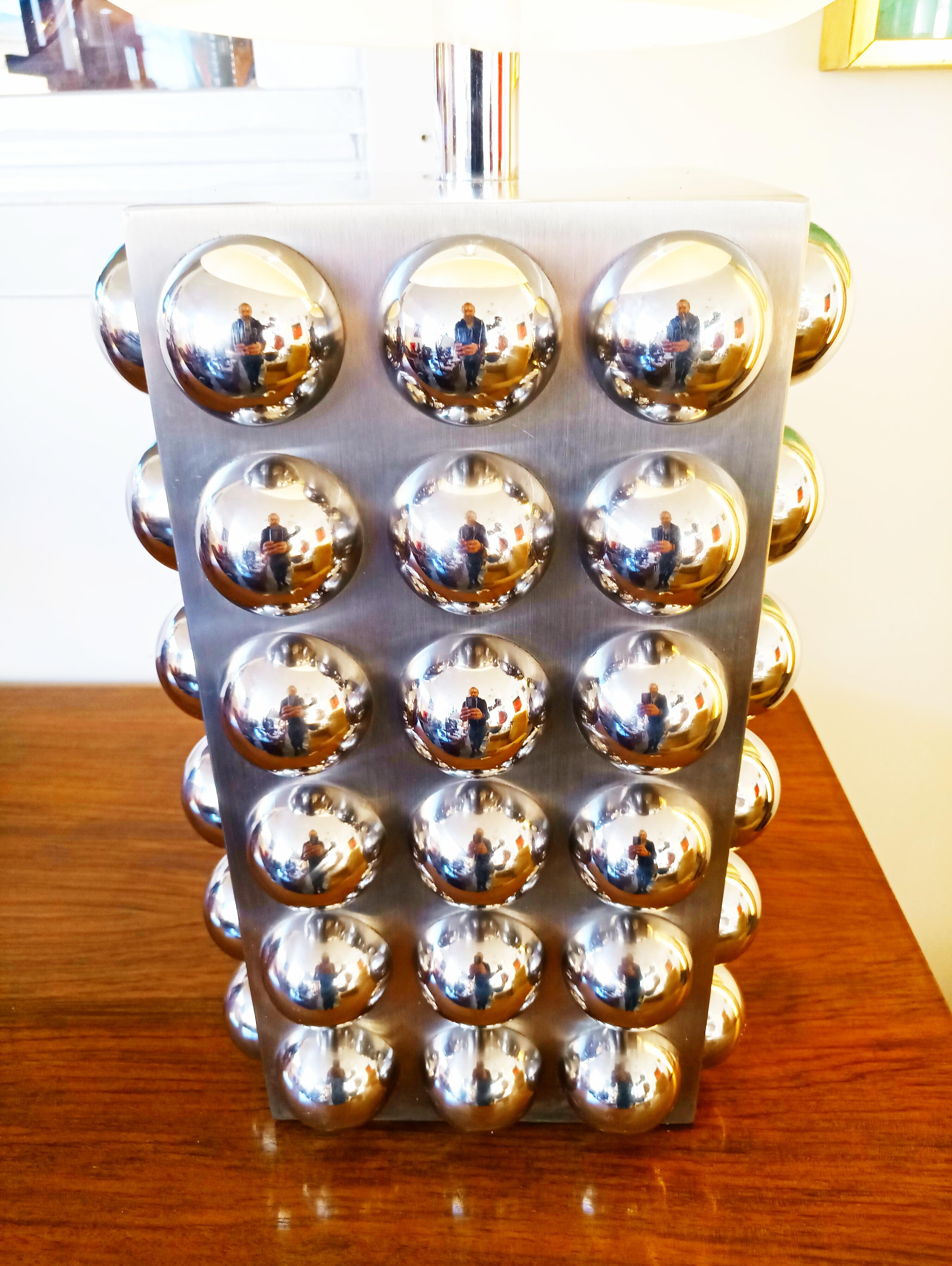20ième siècle Grande lampe de table chromée à bulles, France, 1970 en vente