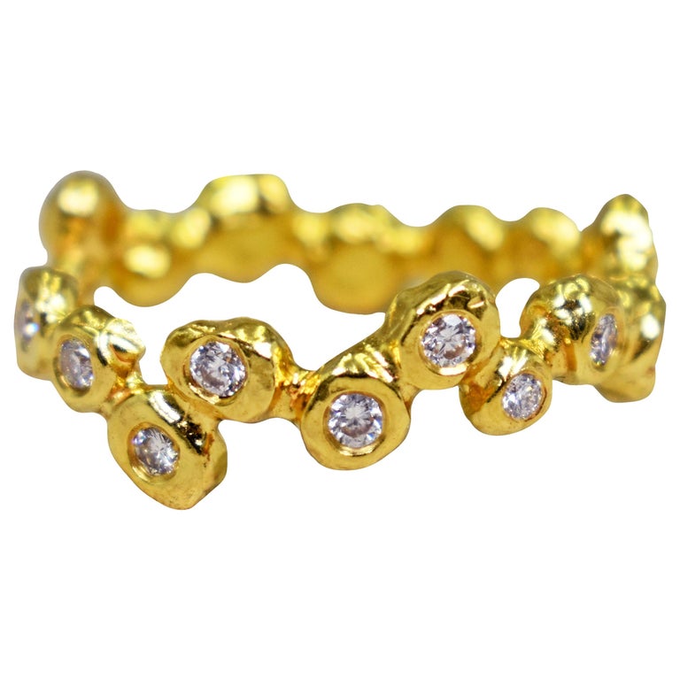 Large Bubble Diamond 22 Karat Gold Band Ring For Sale at 1stDibs