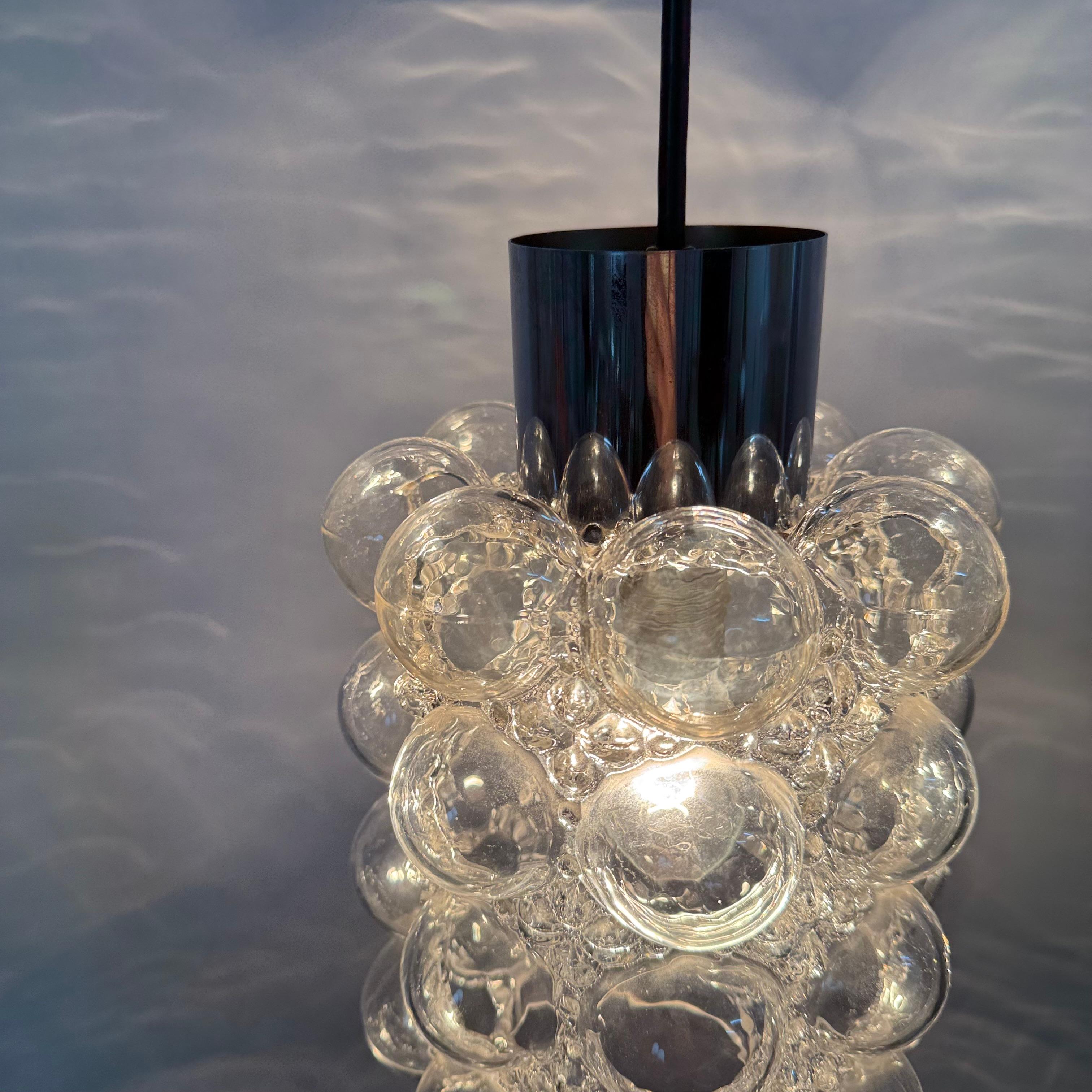 Metal Large Bubble Glass Pendant by Helena Tynell for Limburg, Germany, 1970s For Sale