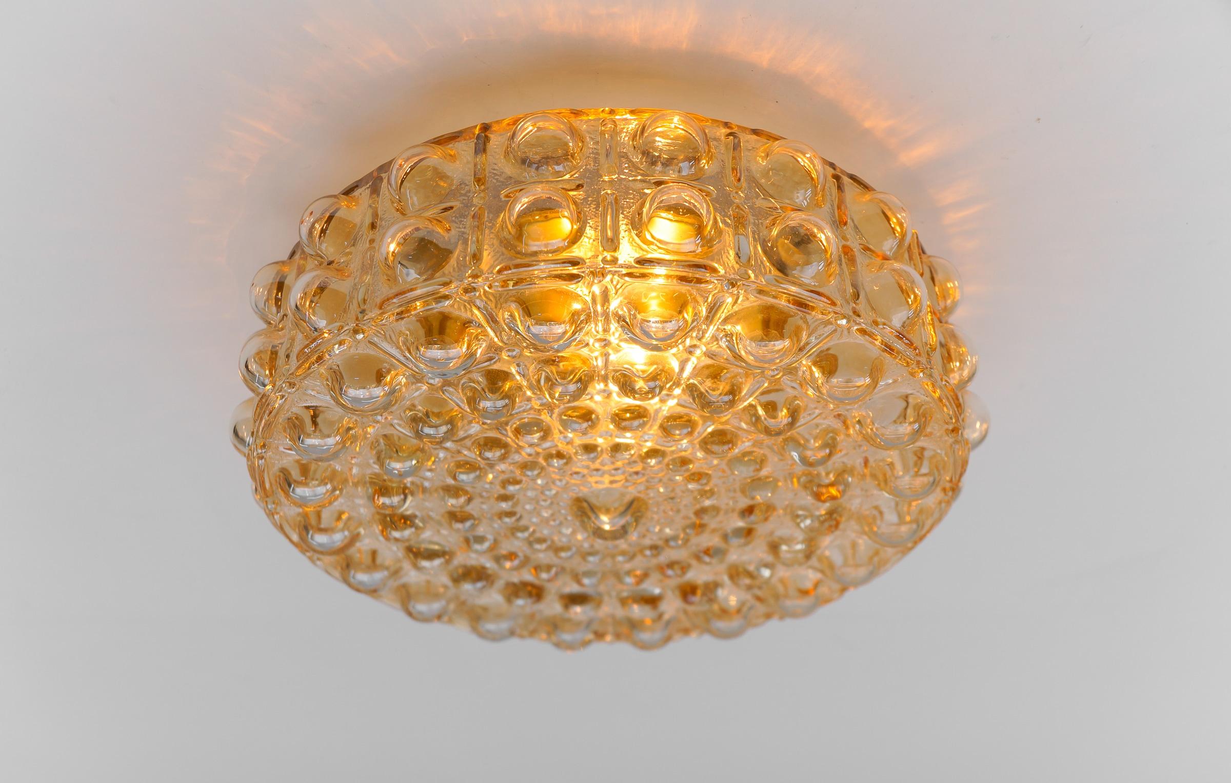 Mid-Century Modern Large Bubble Glass Wall Lamp / Flush Mount by Helena Tynell, 1960s Limburg For Sale
