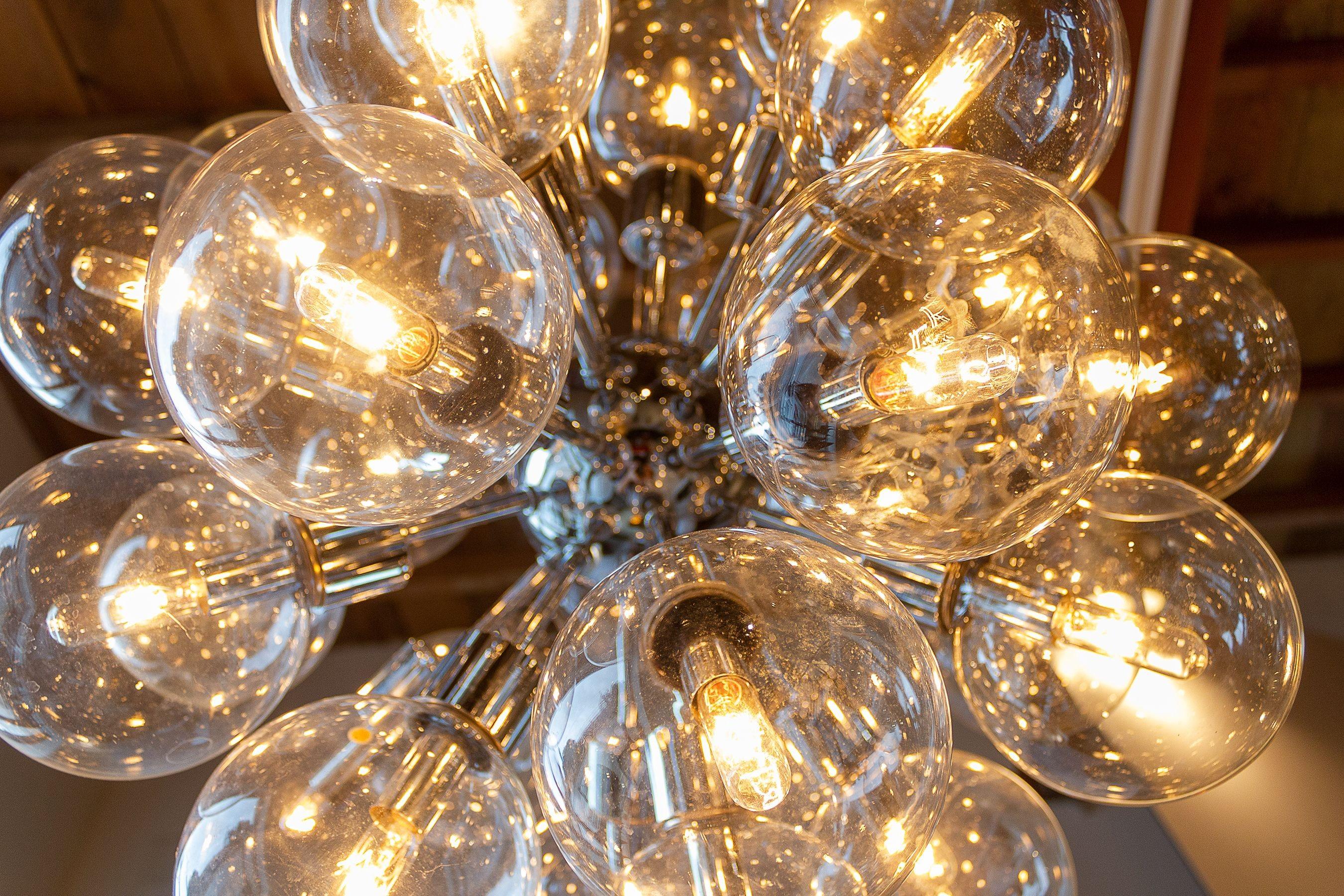 20th Century Large Bubble Sputnik Chandelier in Chrome by Motoko Ishii, 1960s For Sale