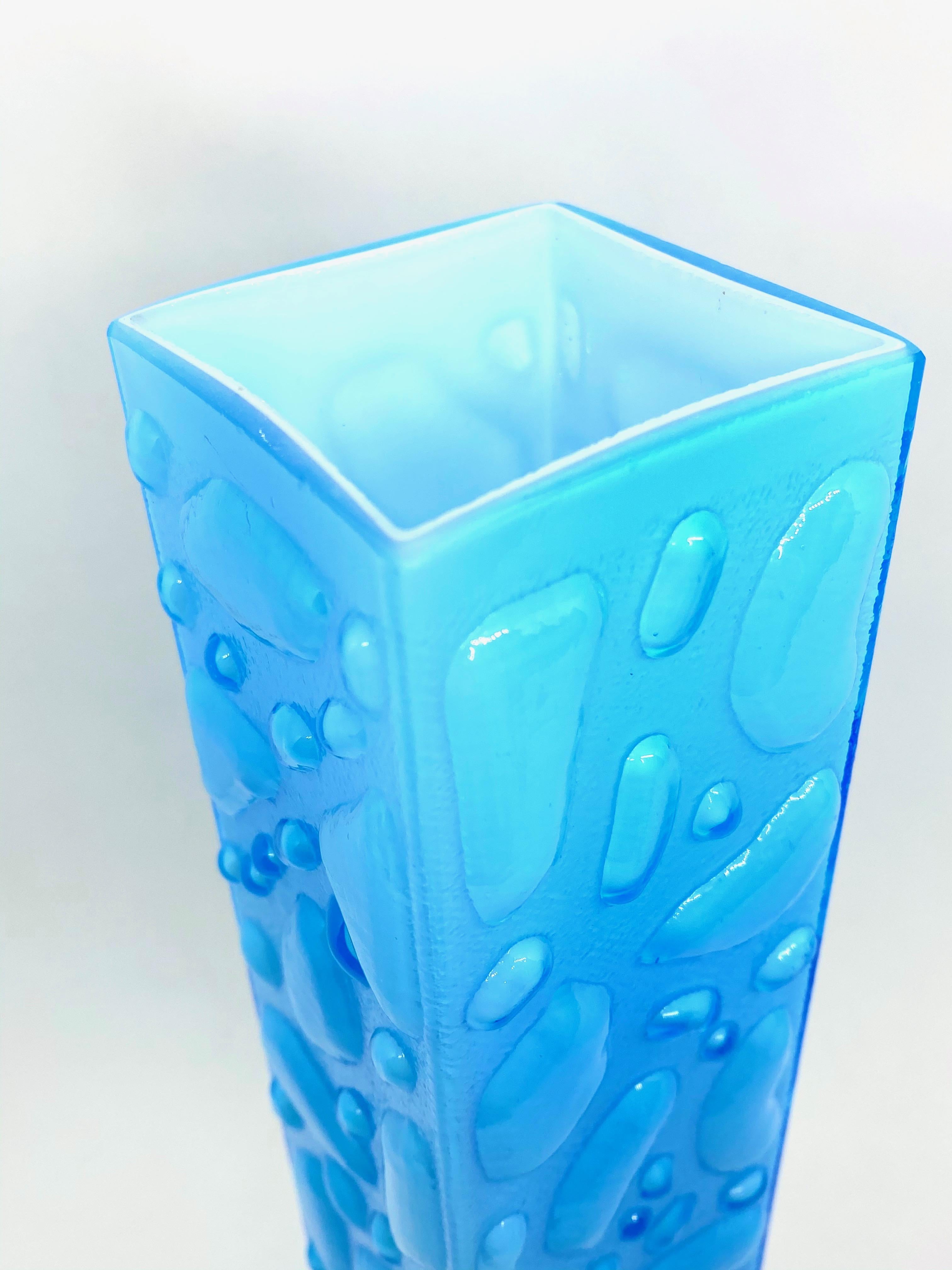 Late 20th Century Large Bubbled Glass Vase by Gral Glas in Turquoise, circa 1970s