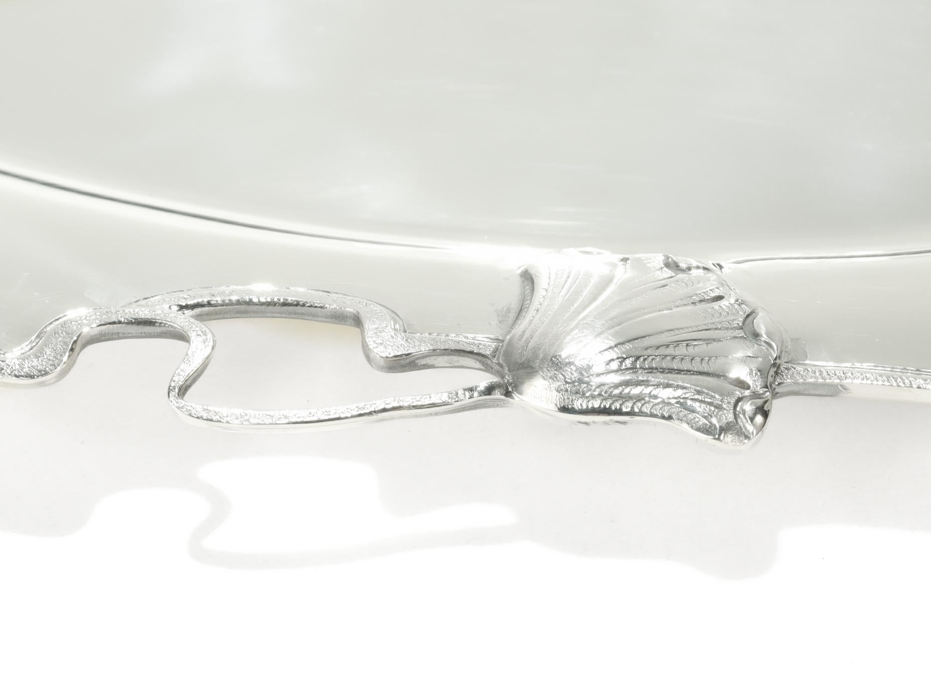 Grand plateau/assiette Buccellati en argent sterling de style Art Nouveau avec fleur de coq en vente 3