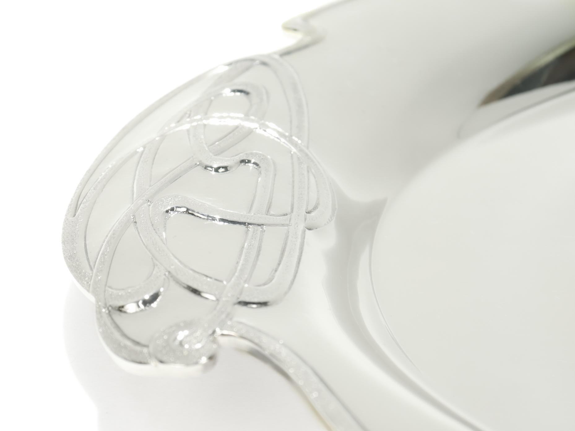 Grand plateau/assiette Buccellati en argent sterling de style Art Nouveau avec fleur de coq en vente 4