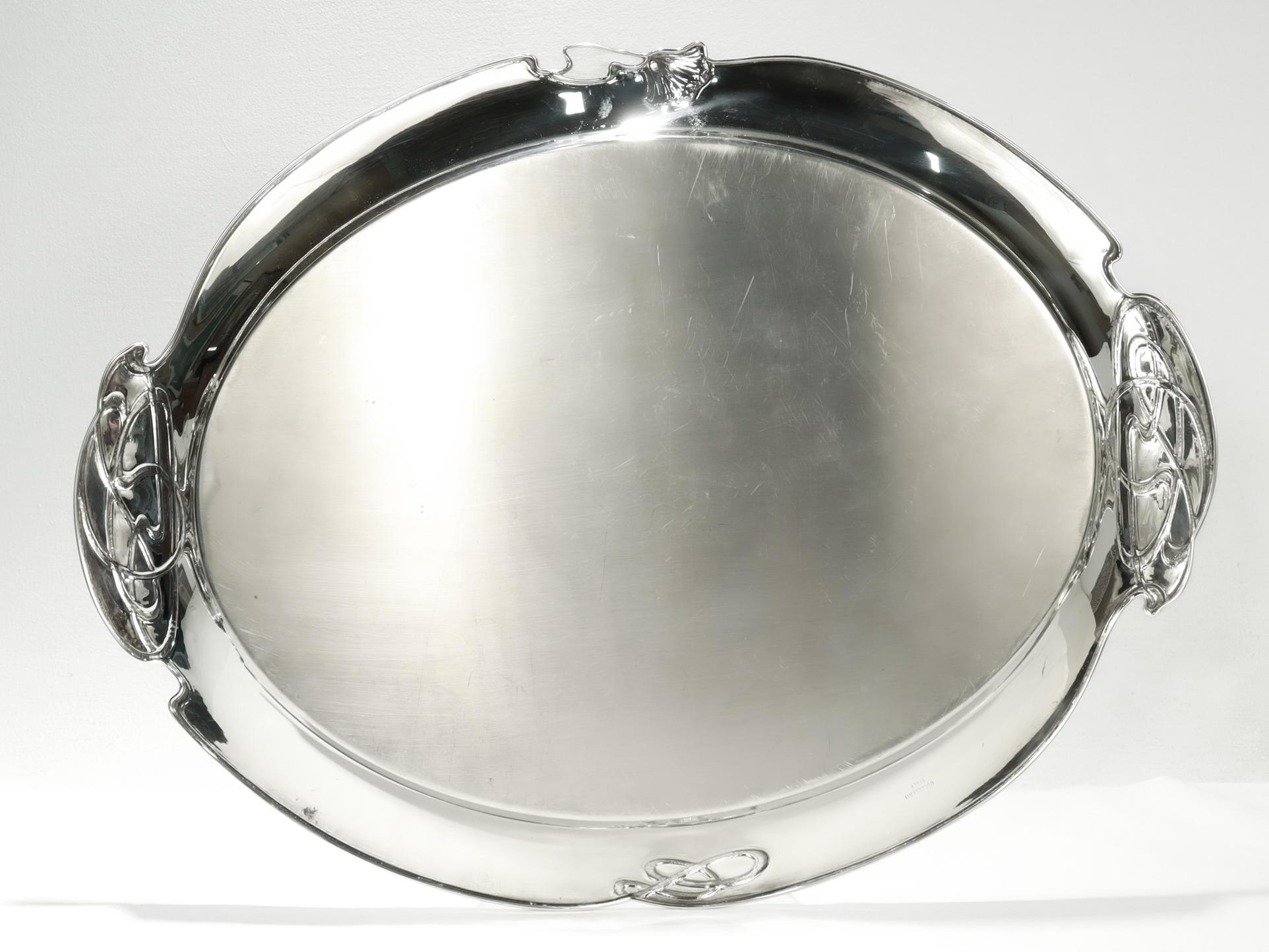 Grand plateau/assiette Buccellati en argent sterling de style Art Nouveau avec fleur de coq en vente 5