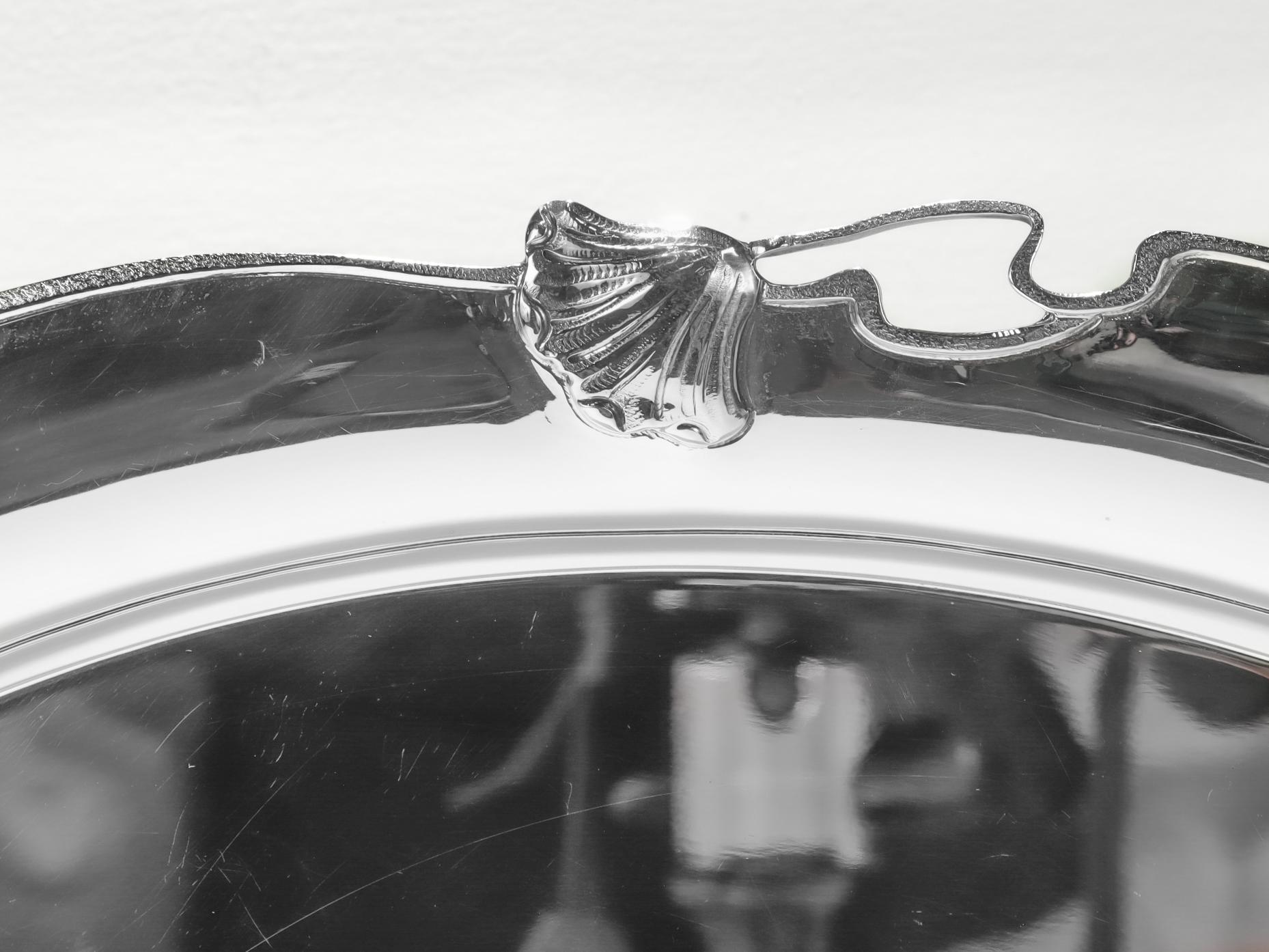 Grand plateau/assiette Buccellati en argent sterling de style Art Nouveau avec fleur de coq en vente 7