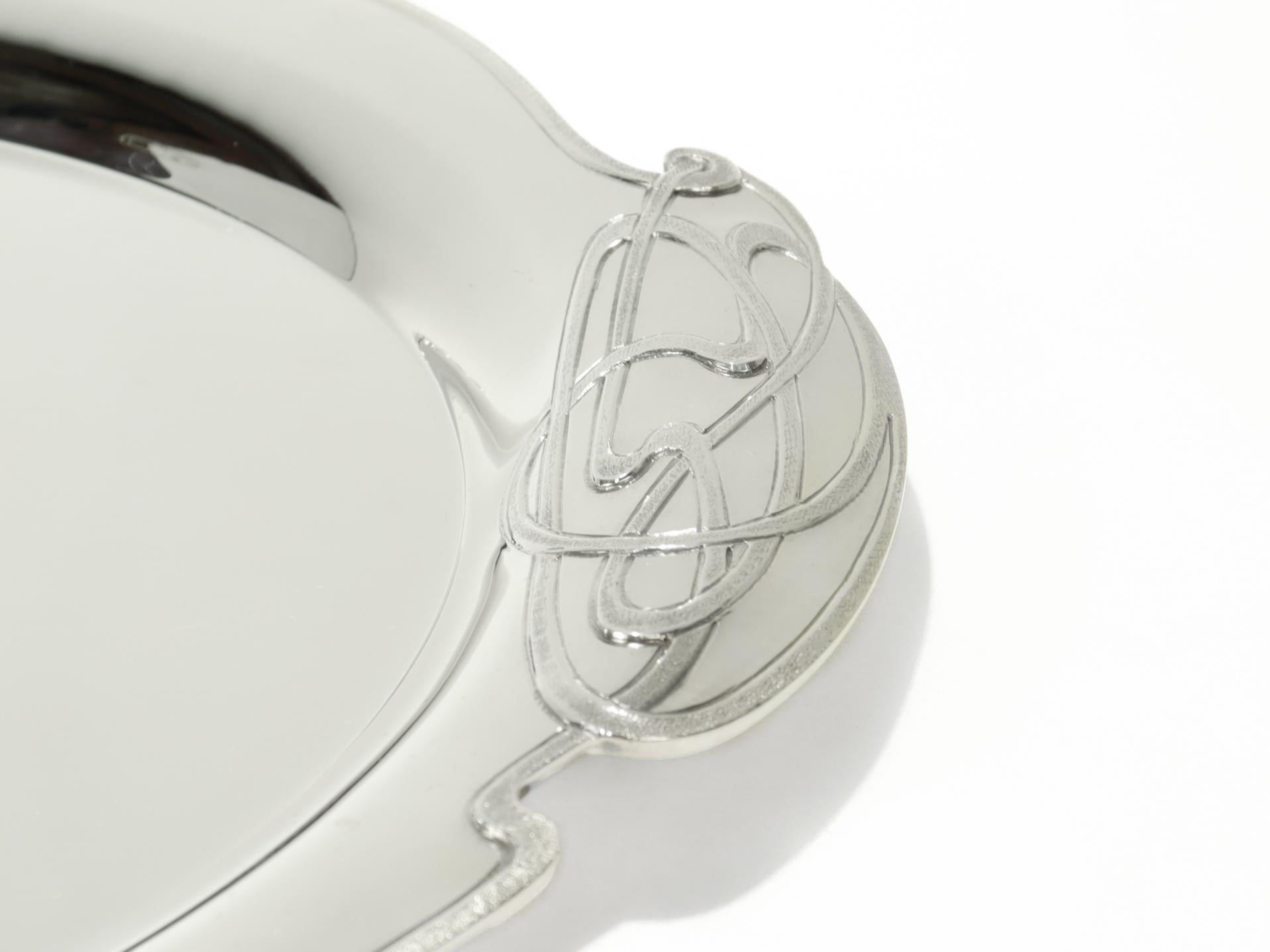 Grand plateau/assiette Buccellati en argent sterling de style Art Nouveau avec fleur de coq en vente 1