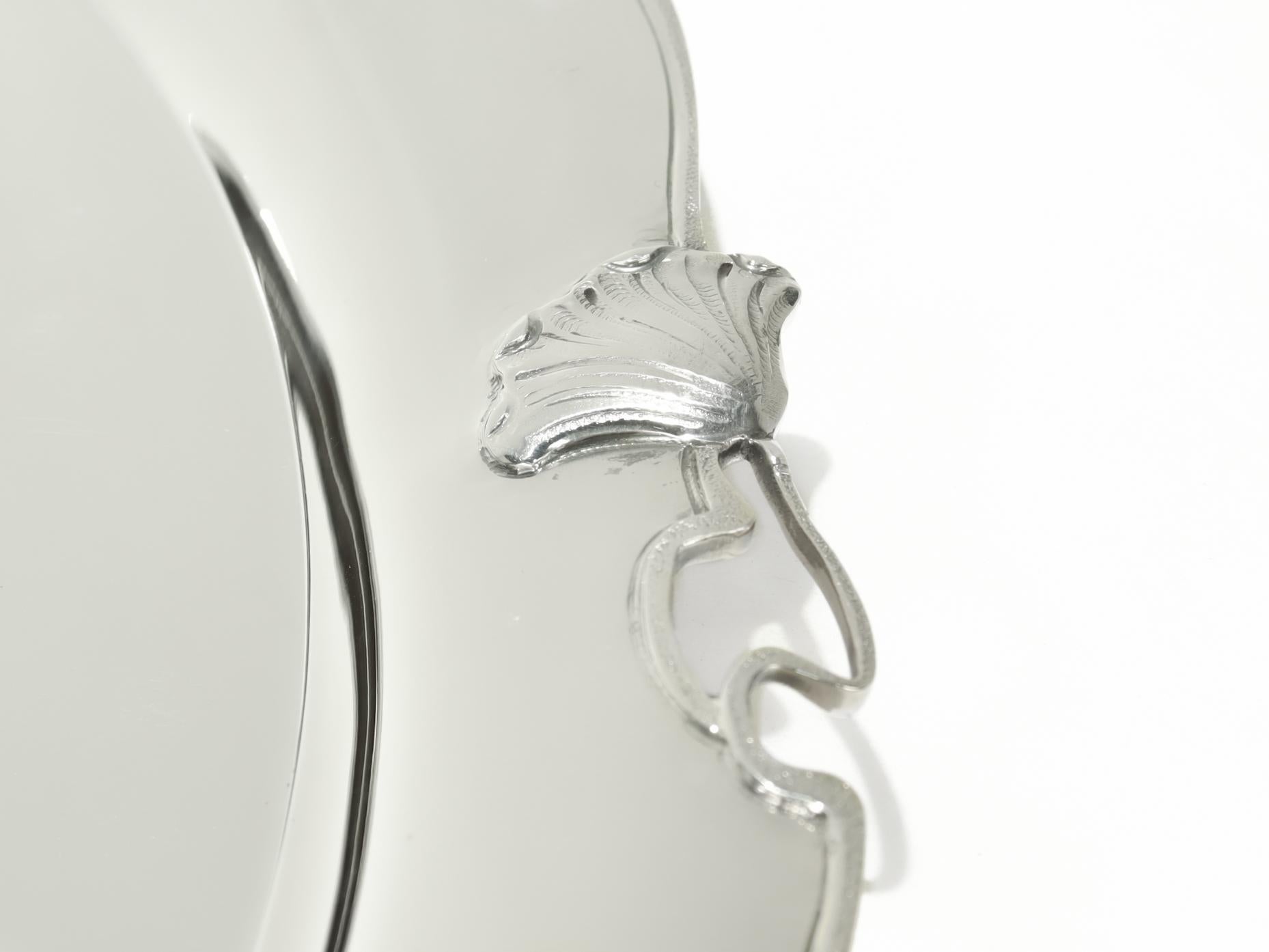 Grand plateau/assiette Buccellati en argent sterling de style Art Nouveau avec fleur de coq en vente 2