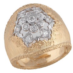 Large Buccellati Diamond and Gold Dome Ring