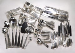 Large Buccellati Rigato Pattern Sterling Silver Flatware Service for 12