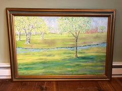 Large Bucolic Landscape with Birch Trees and River