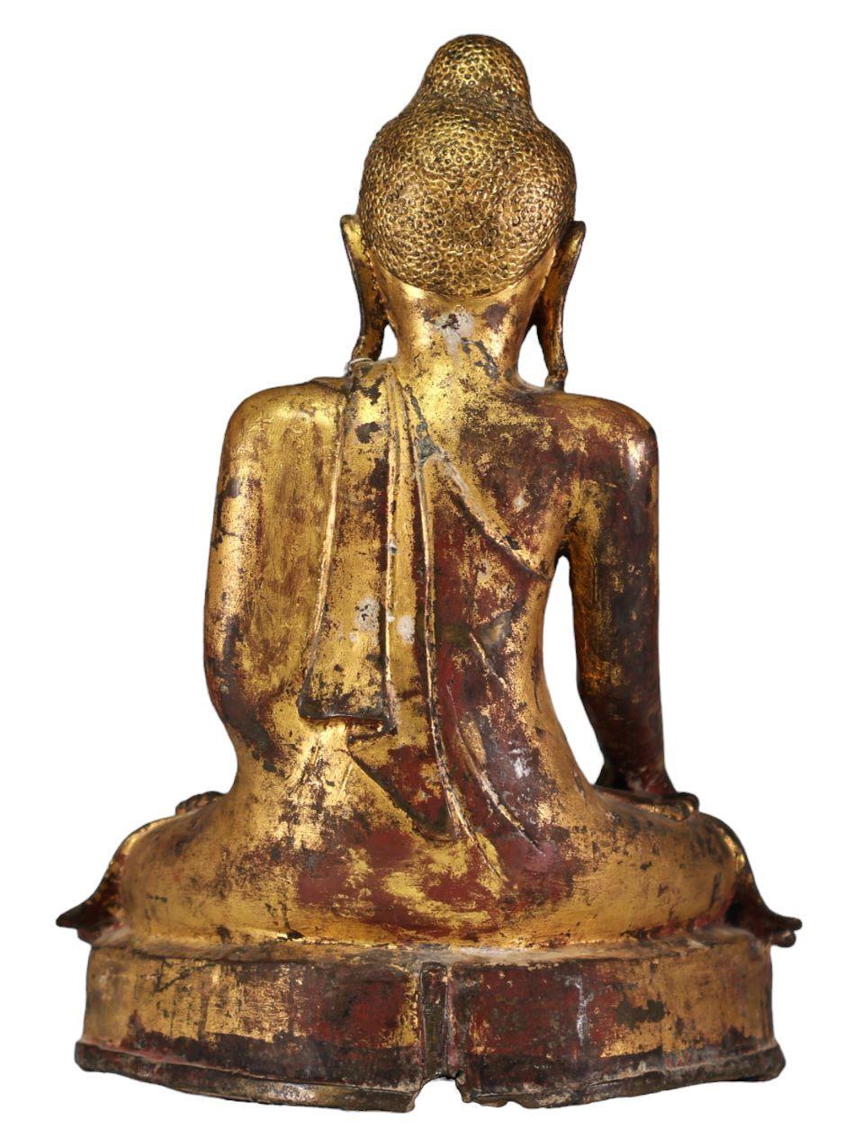 Other Large Buddha From Myanmar In Gilt Bronze, Mandalay Period, 19th Century For Sale