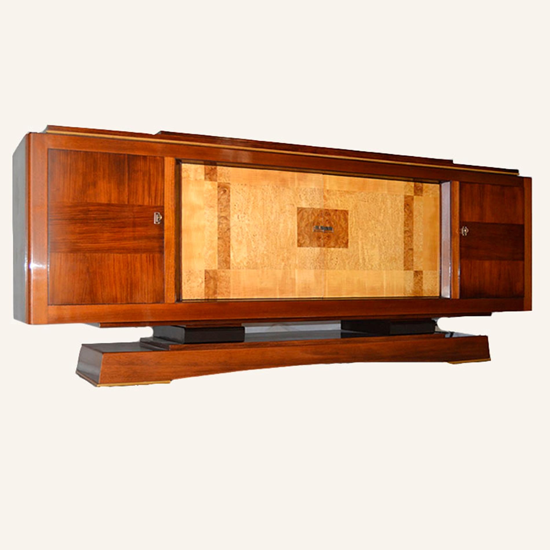 Great buffet attributed to Alfred Porteneuve in Indian rosewood, mahogany and geometric marquetry of different roots (birch, pear and mahogany) in excellent condition, only the gum lacquer restored. Hardware and keys of origin.
Furniture designed