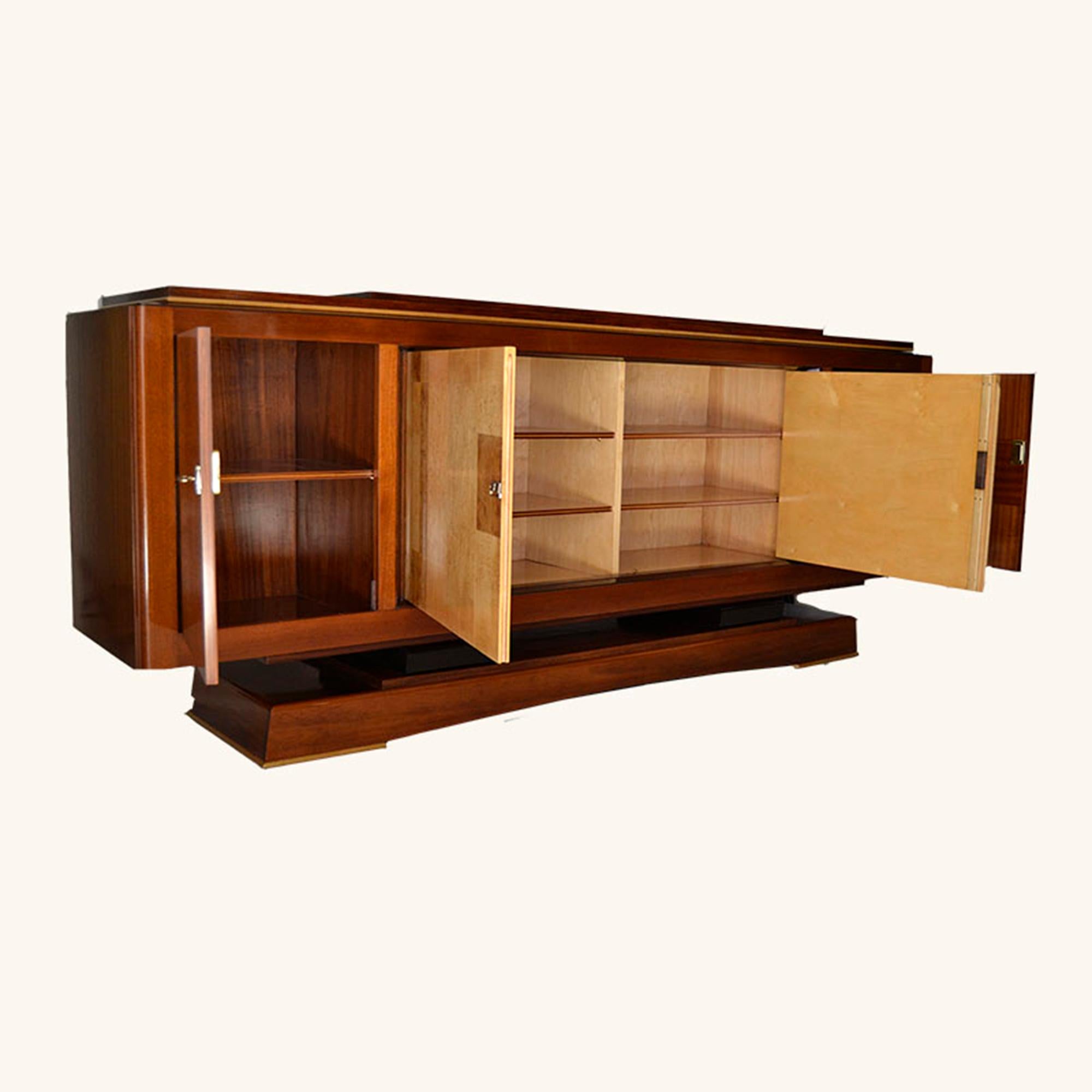 Mid-Century Modern Large Buffet Attributed to Alfred Porteneuve in Wood, 1940s-1950s, Italy For Sale