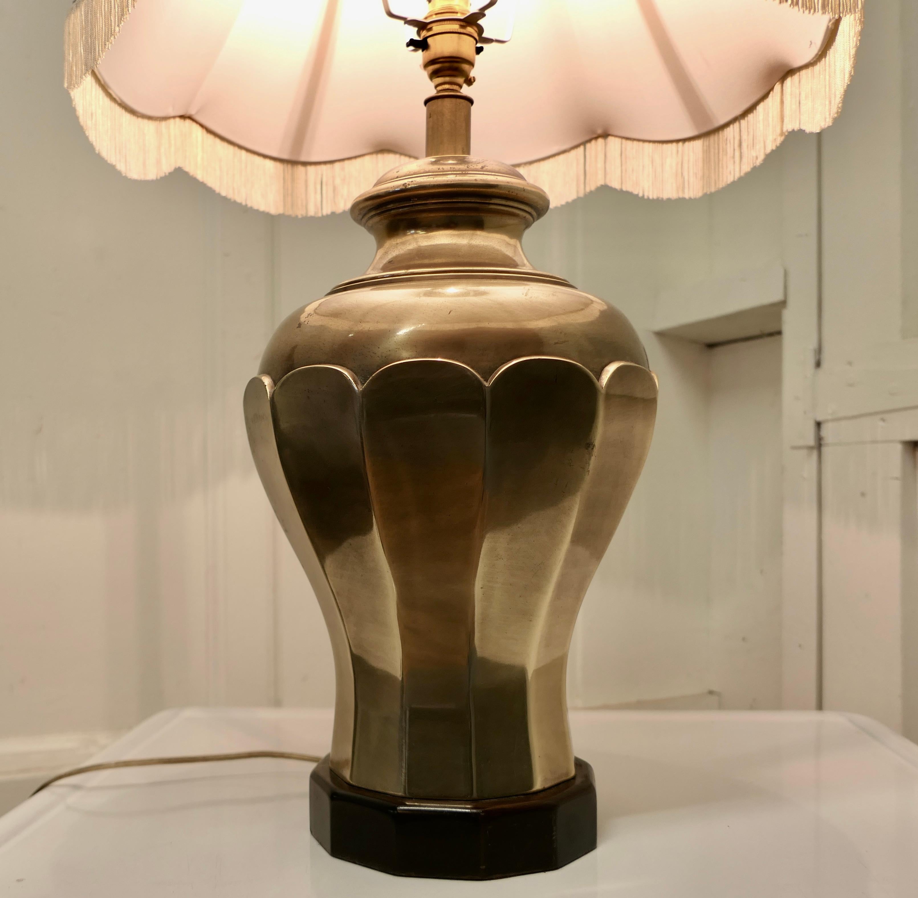 20th Century Large Bulbous Brass Table Lamp