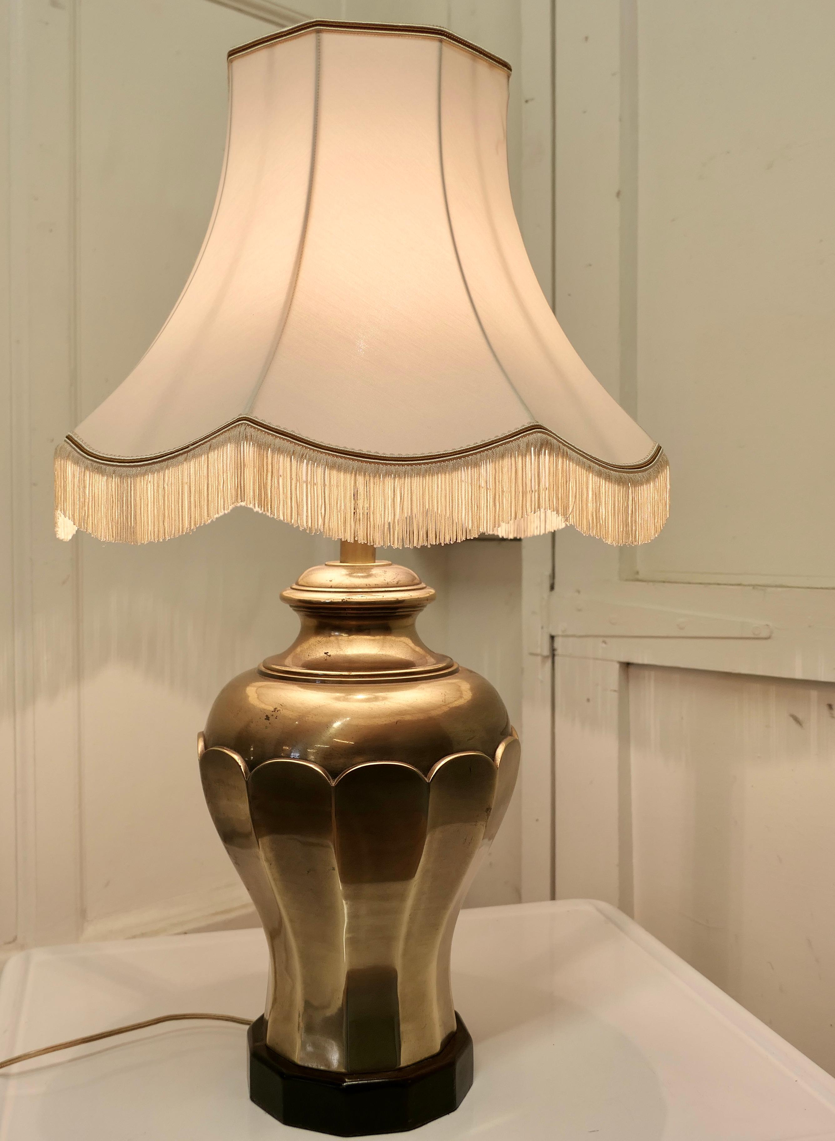 Large Bulbous Brass Table Lamp 1