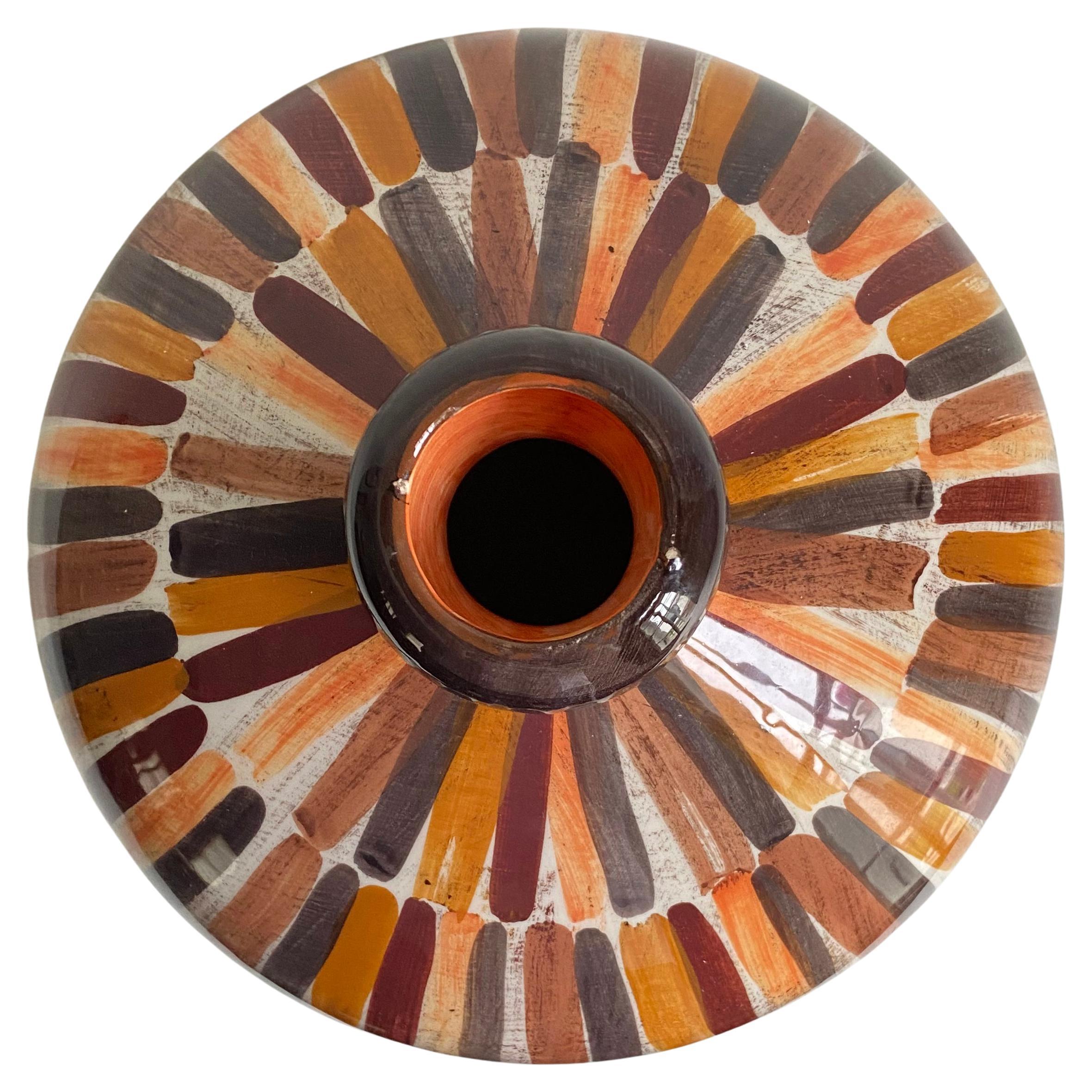 Grand vase bulbeux en céramique italienne peint à la main par Christina Fortini en vente