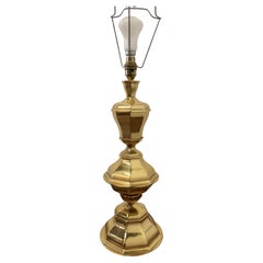 Large Bulbous Octagonal Brass Table Lamp