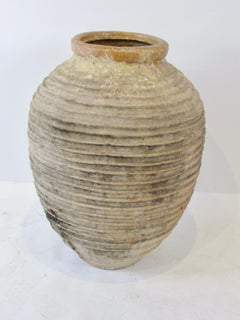 Large Bulbous Ribbed 19th Century Olive Jar
