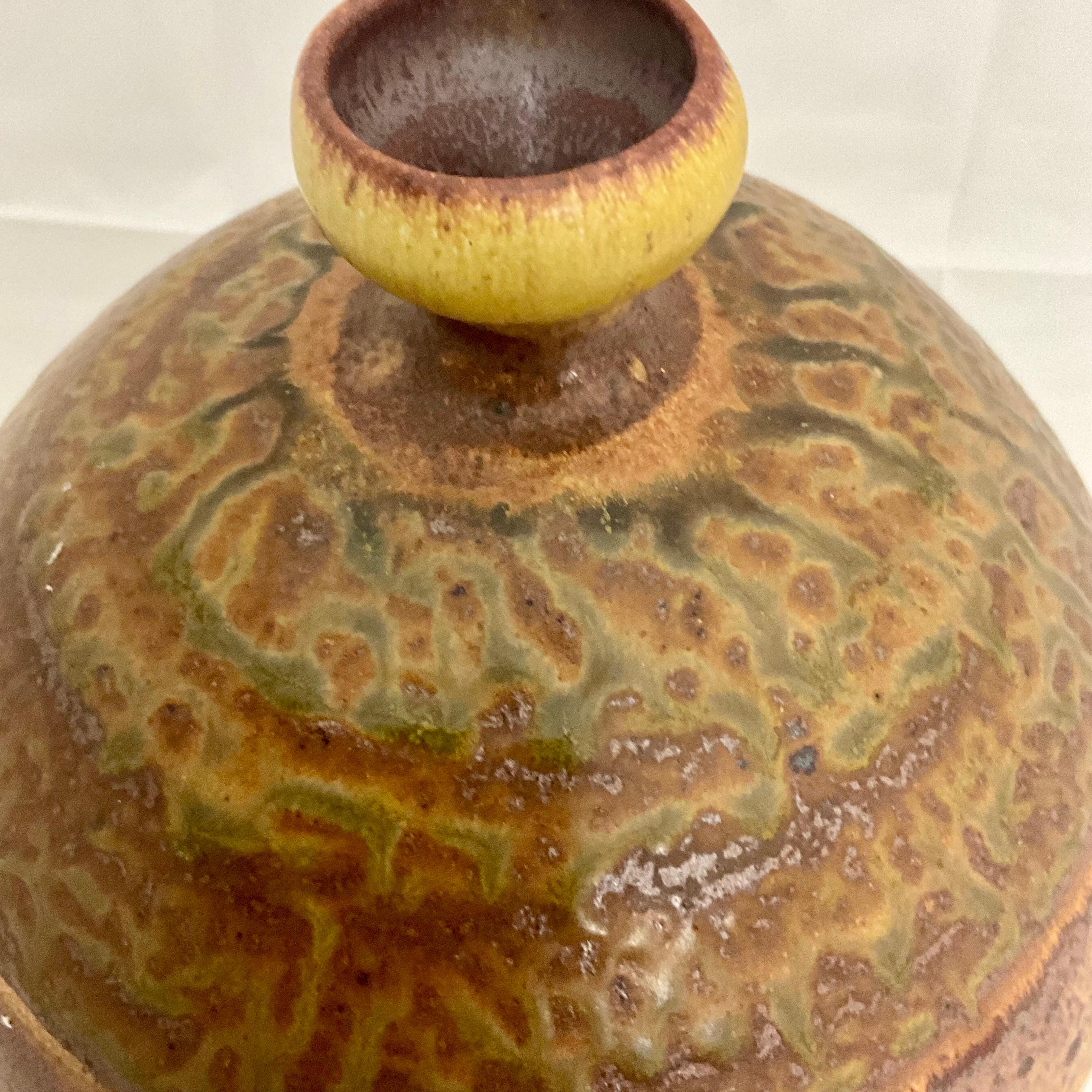 Mid-Century Modern Large Studio Pottery vase Vessel Signed  For Sale