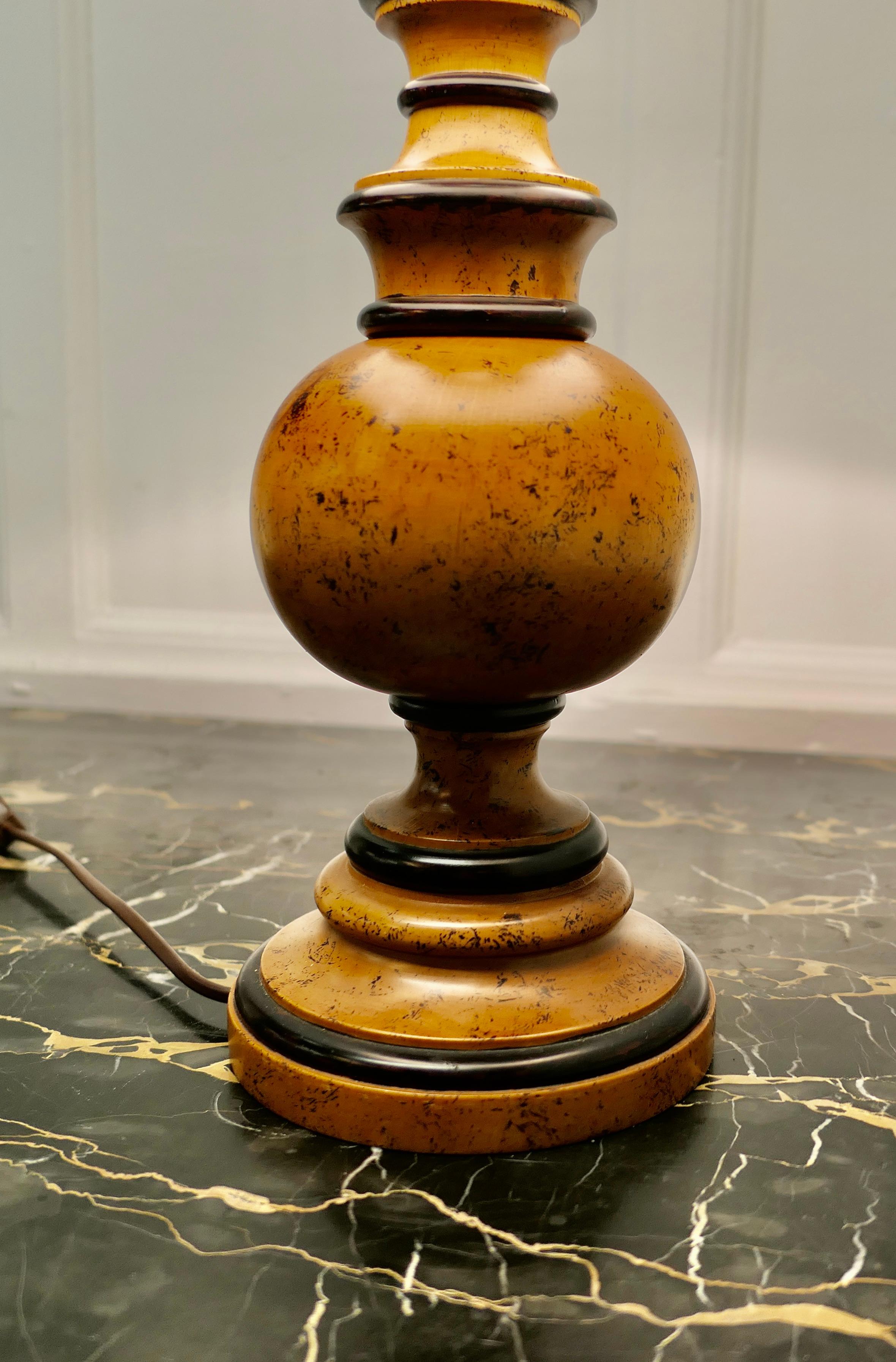 20th Century Large Bulbous Turned Wood Table Lamp For Sale