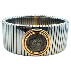 Large Bulgari Vintage Tubogas Coin Bangle Bracelet 18Kt gold Large Bulgari Vintage Tubogas Coin Bangle Bracelet 18Kt gold