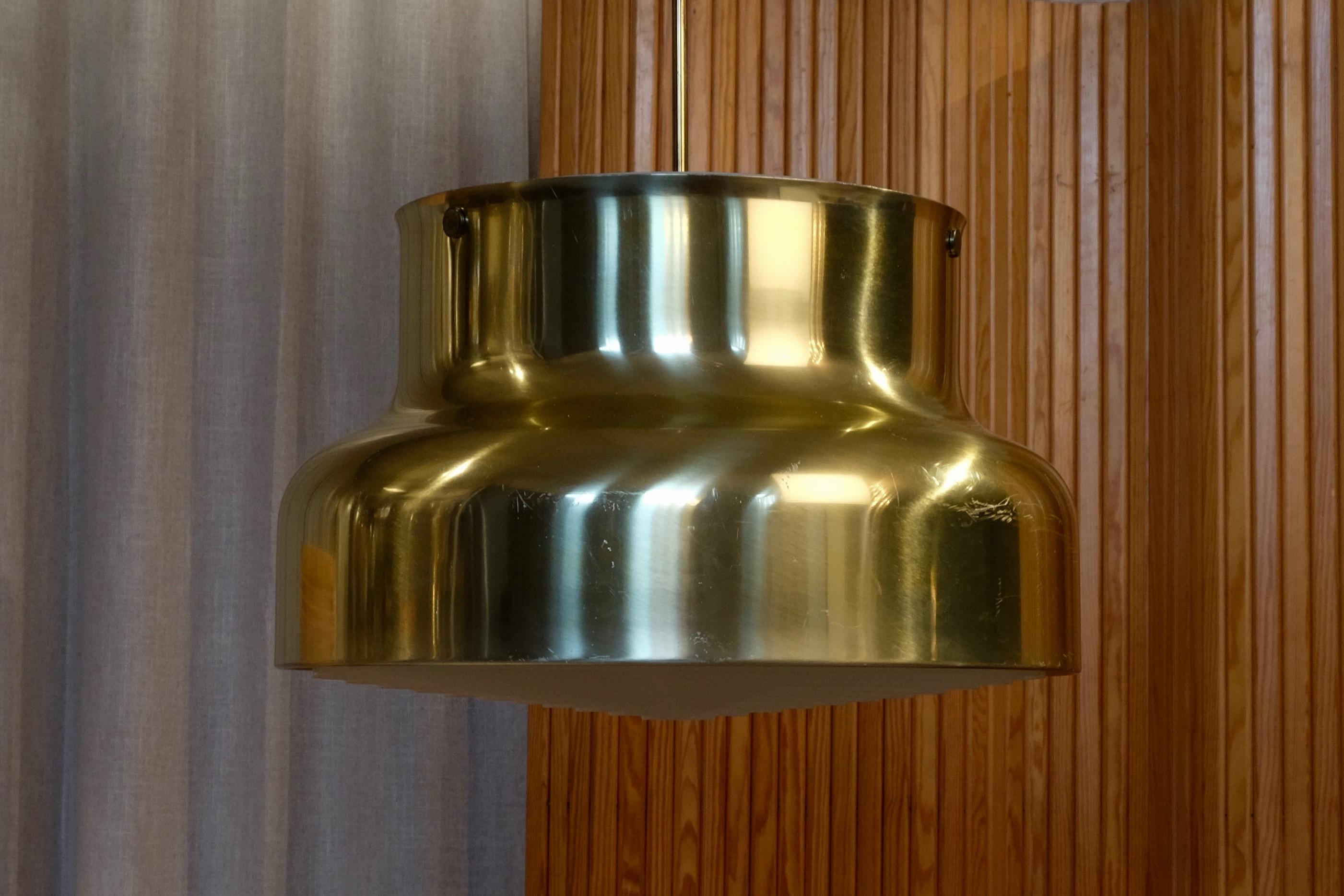 Scandinavian Modern Large Bumling Ceiling Pendant in Brass, Sweden, 1960s For Sale