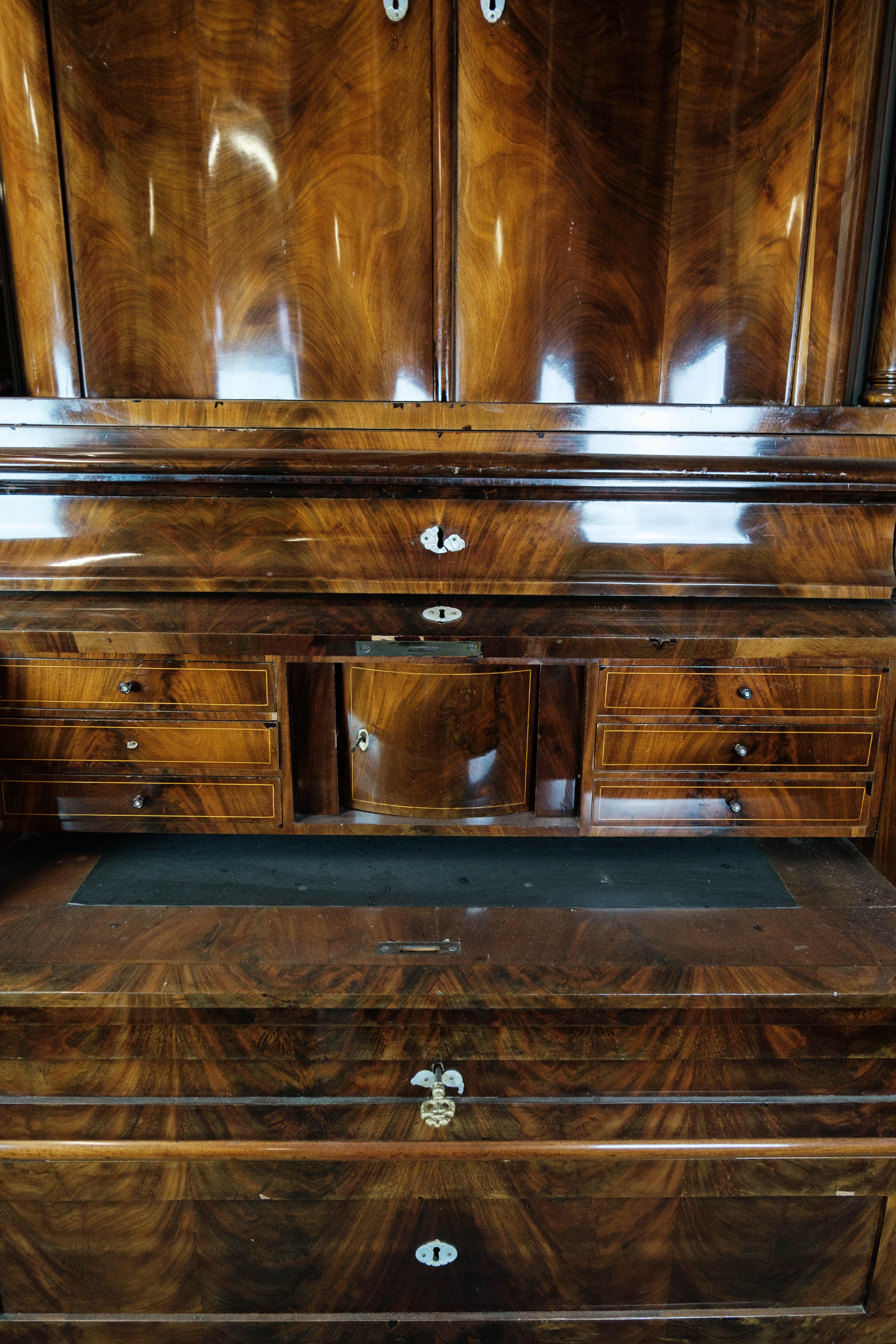 Large Bureau of Hand Polsihed Mahogany from Copenhagen in the 1860s 2