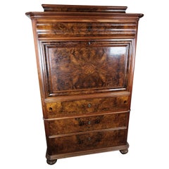 Large Bureau of Polished Walnut and Mahogany, 1850s
