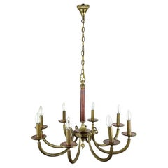 Large Burgundy Colored Bronze Chandelier, 1960s