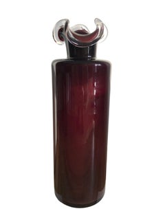 Large Burgundy Vase with a Frill, Tarnowiec Glassworks, Poland, 1970s