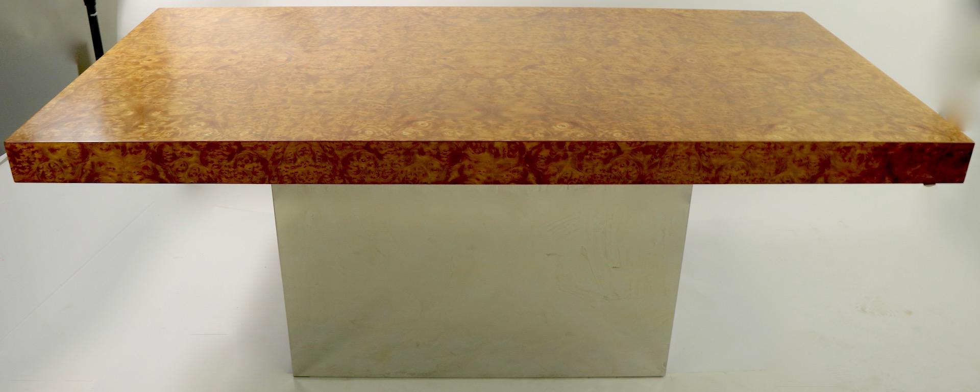 Large Burl and Chrome Executive Desk 5