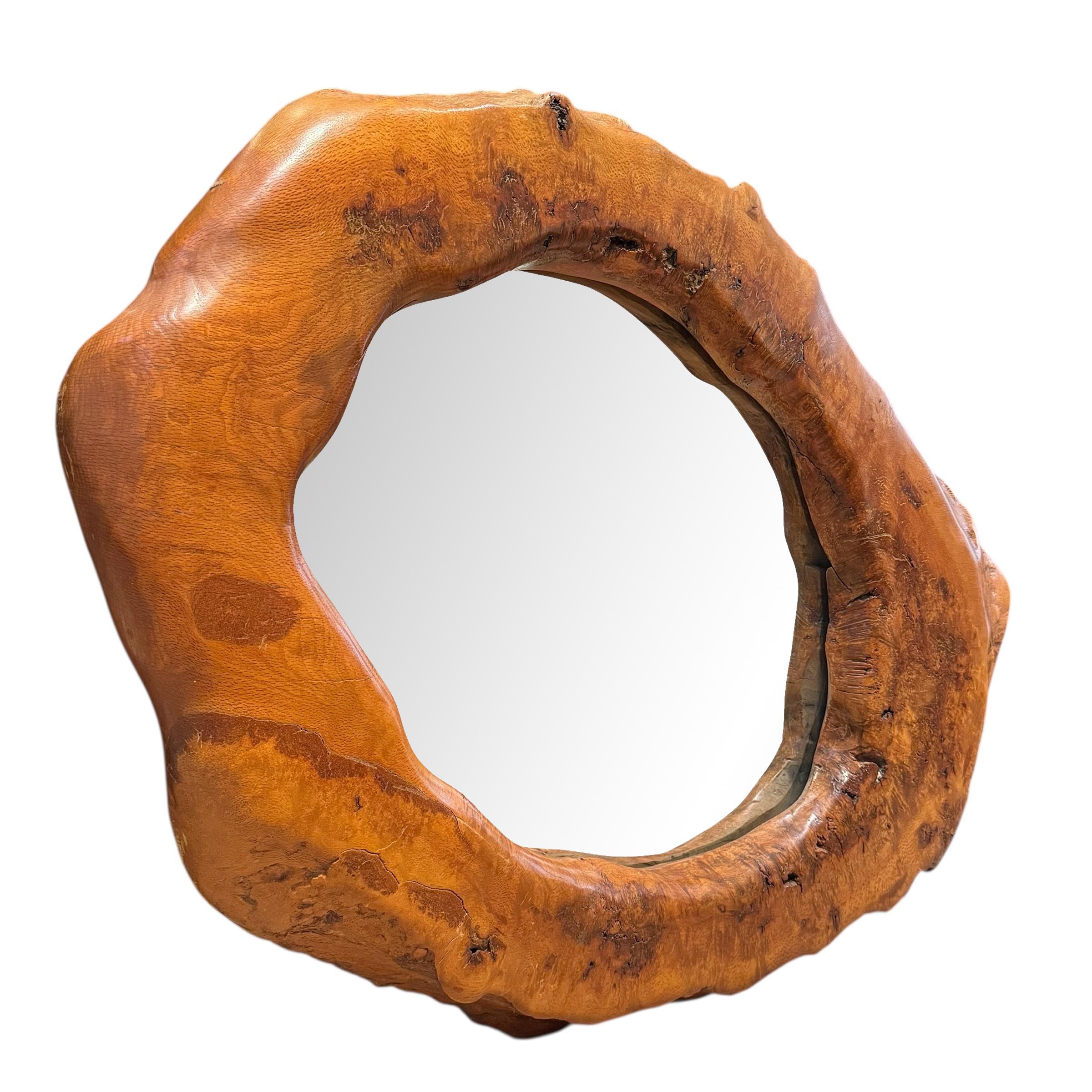 American Large Burl Framed Mirror For Sale