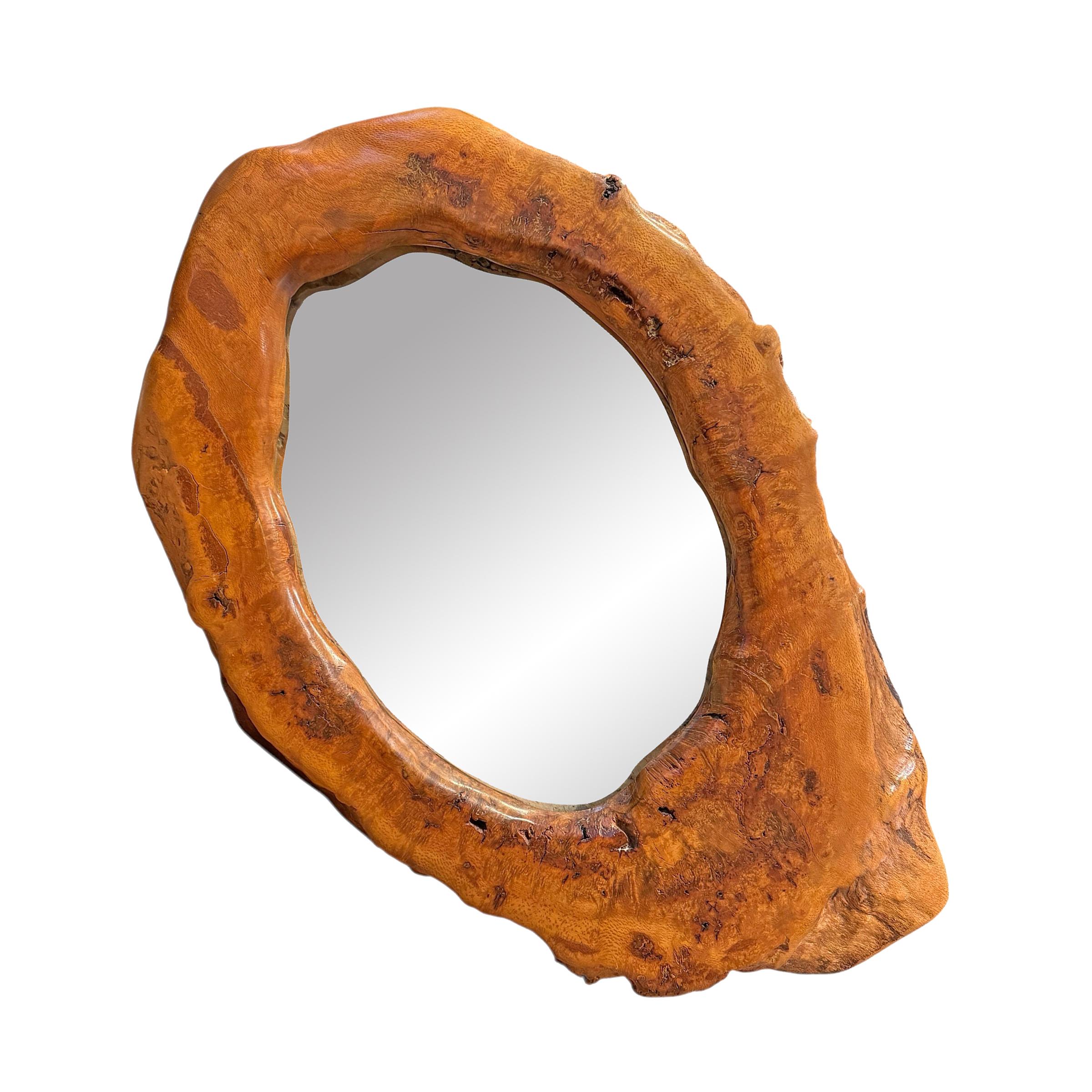 20th Century Large Burl Framed Mirror For Sale