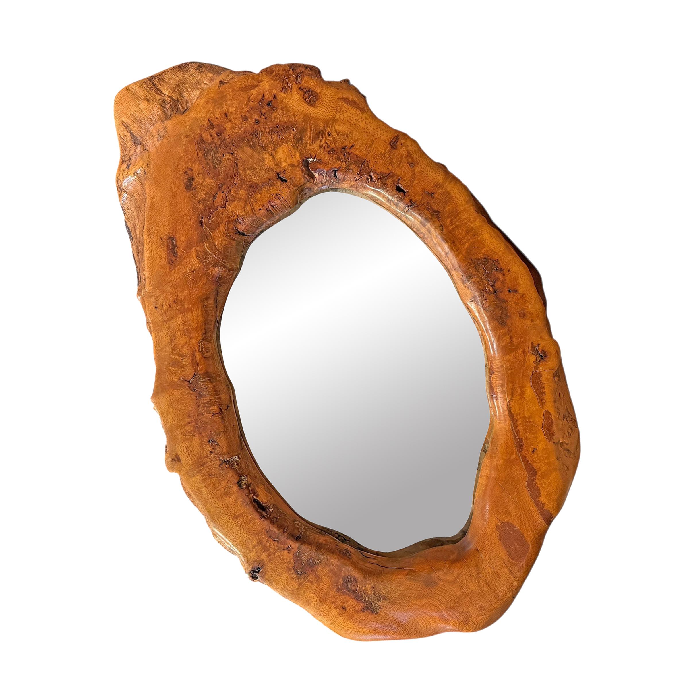 Large Burl Framed Mirror For Sale 2