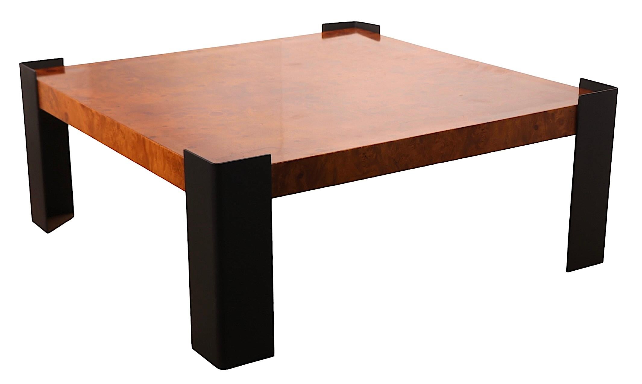Large Burl Top Coffee Table with Metal Legs circa 1970's  after Baughman 5