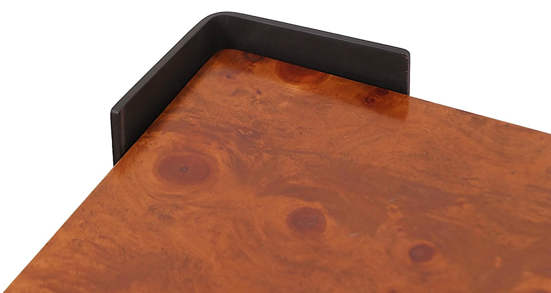 American Large Burl Top Coffee Table with Metal Legs circa 1970's  after Baughman