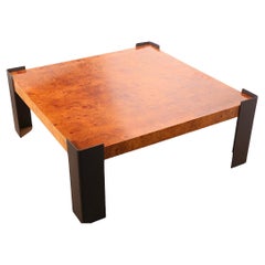 Large Burl Top Coffee Table with Metal Legs circa 1970's after Baughman