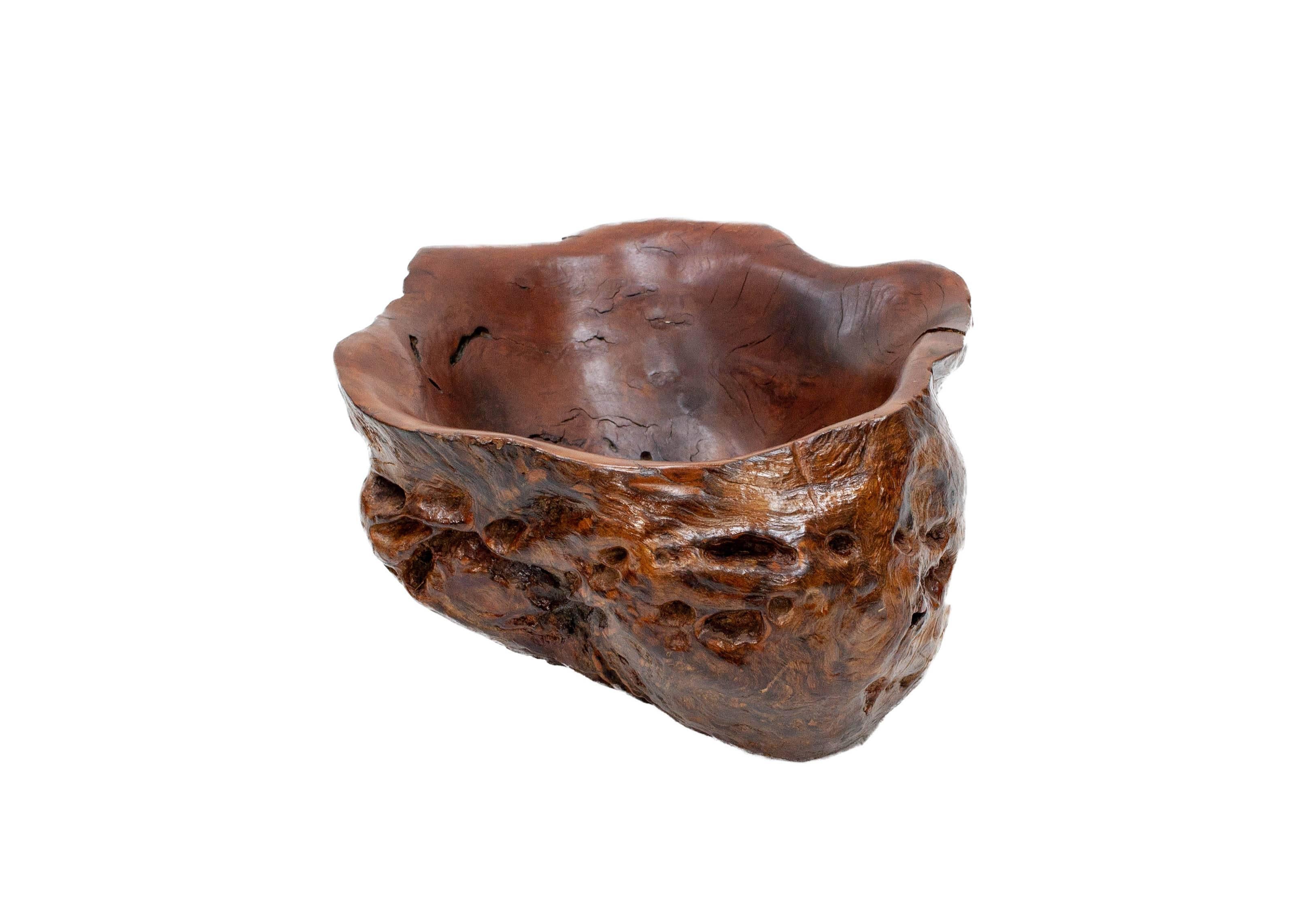 Mid-Century Modern Large Burl Walnut Bowl