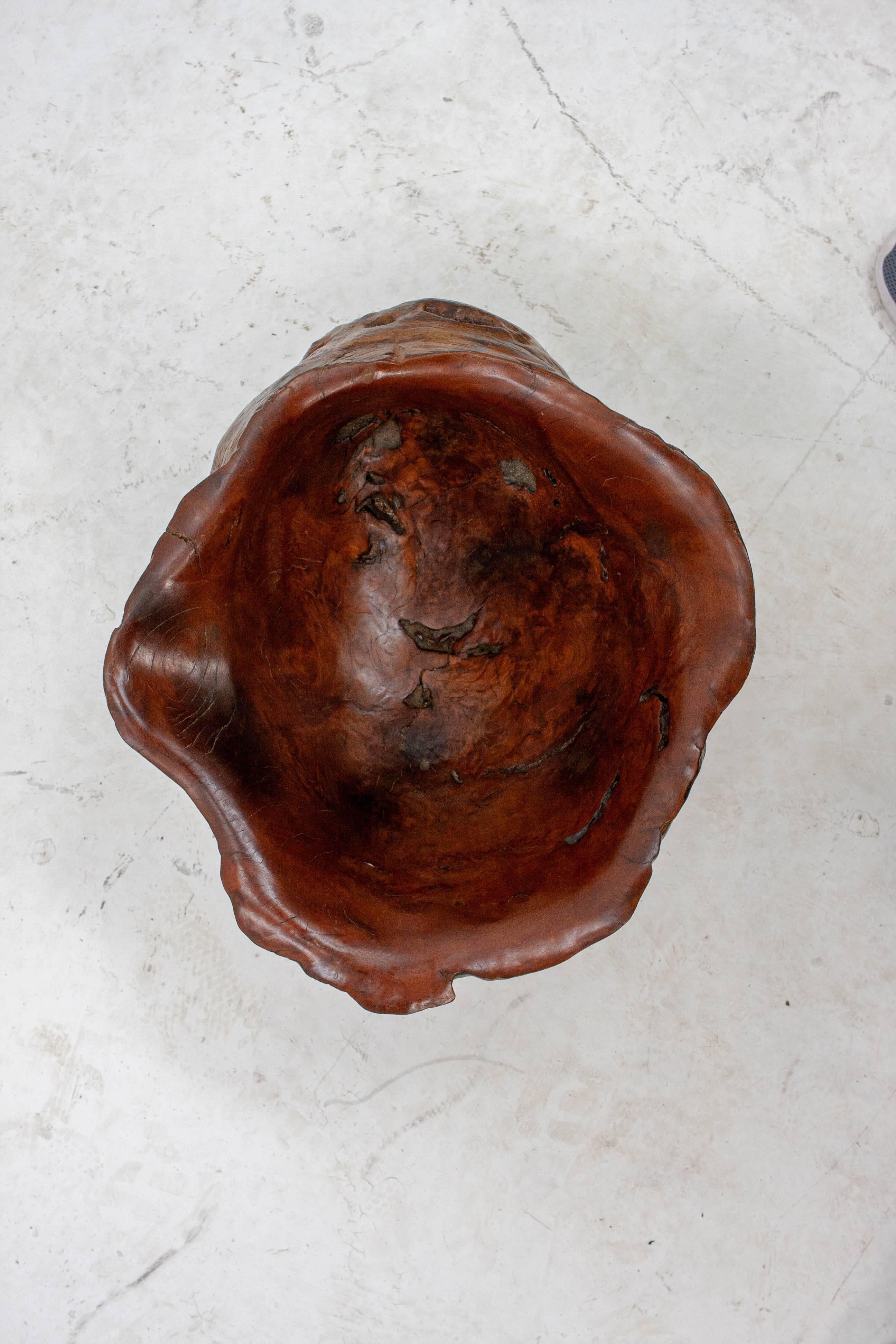 Mid-20th Century Large Burl Walnut Bowl