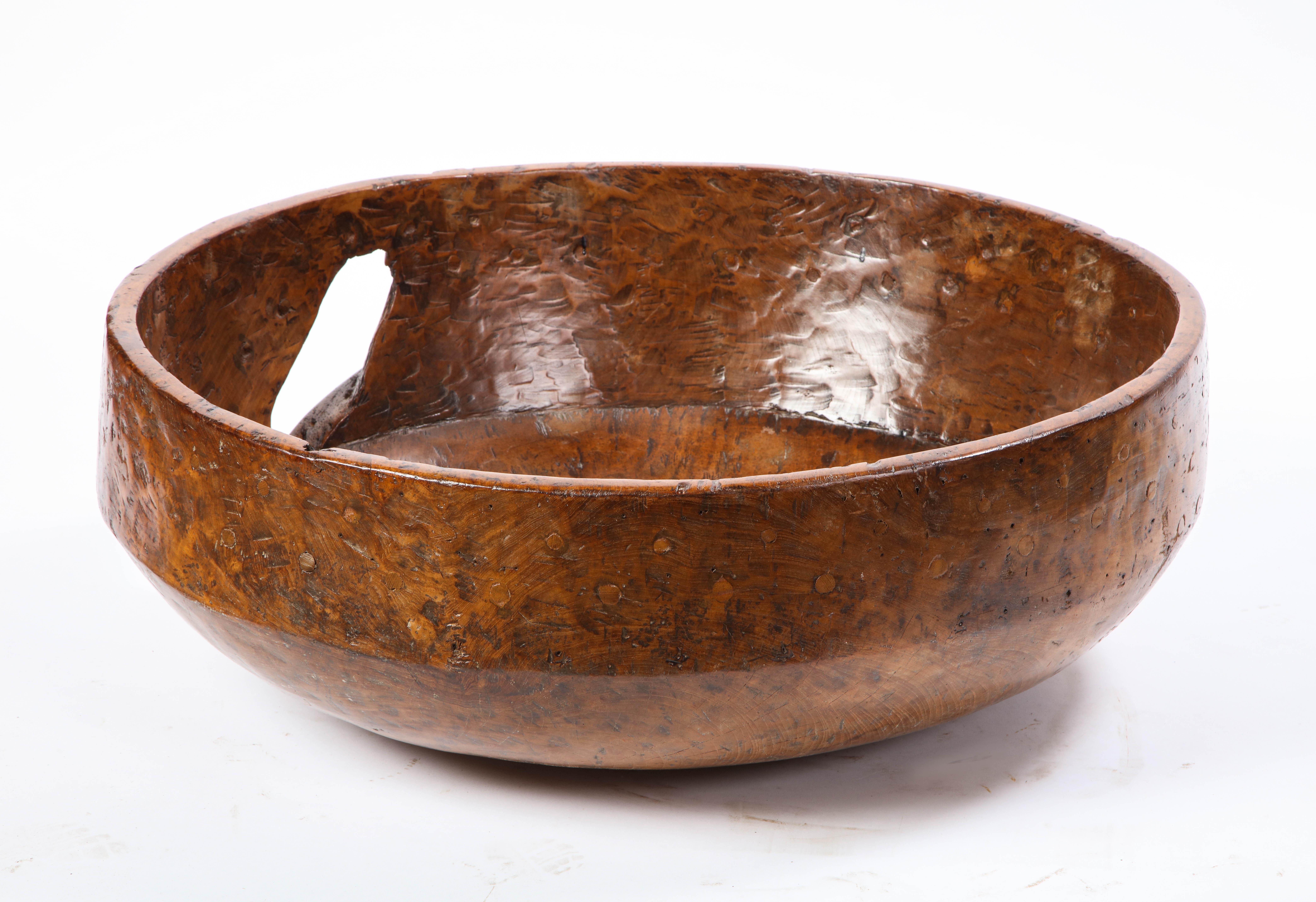 Large Burl Wood Bowl with 31 Metal Spheres, 20th Century 8