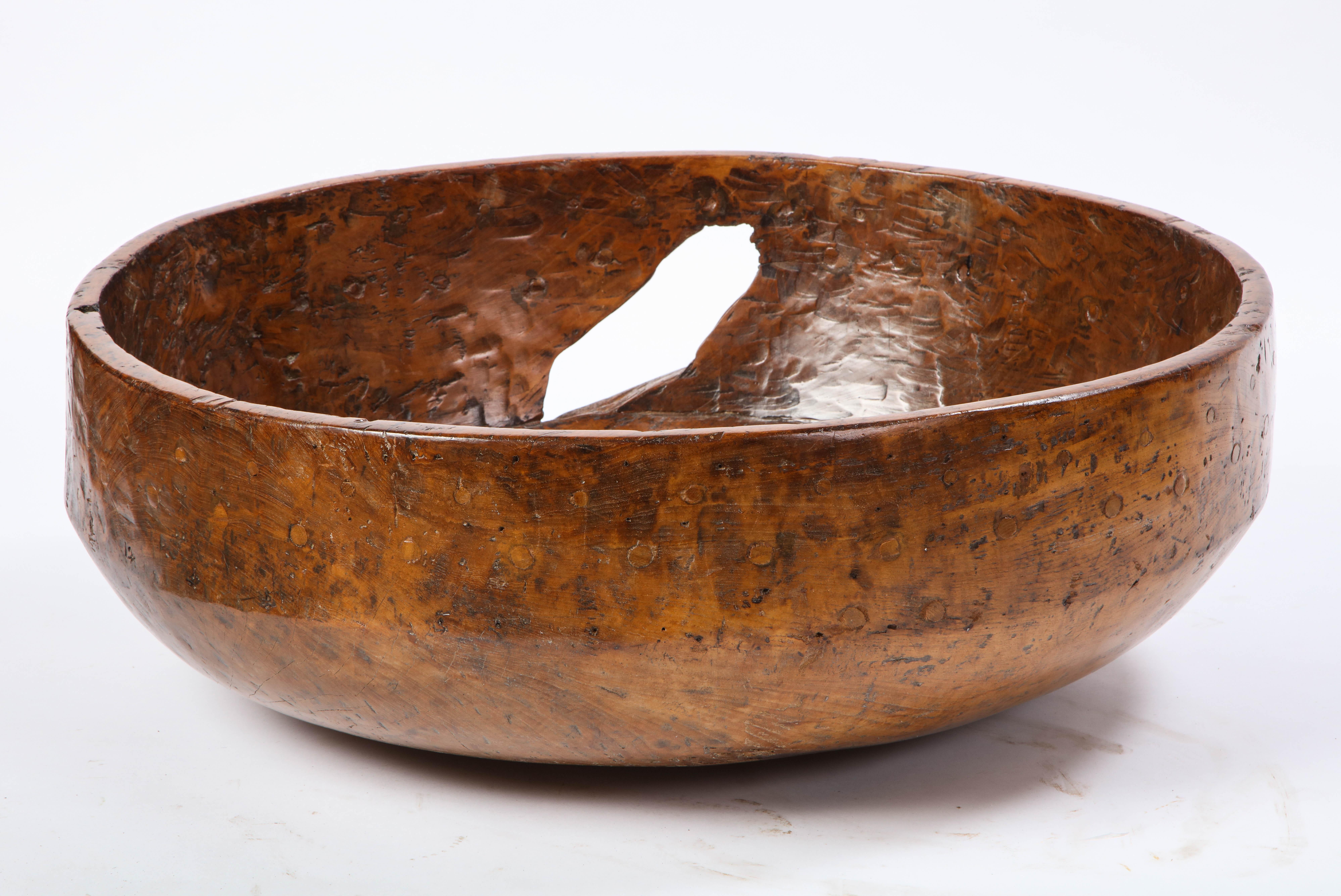 Large Burl Wood Bowl with 31 Metal Spheres, 20th Century 9