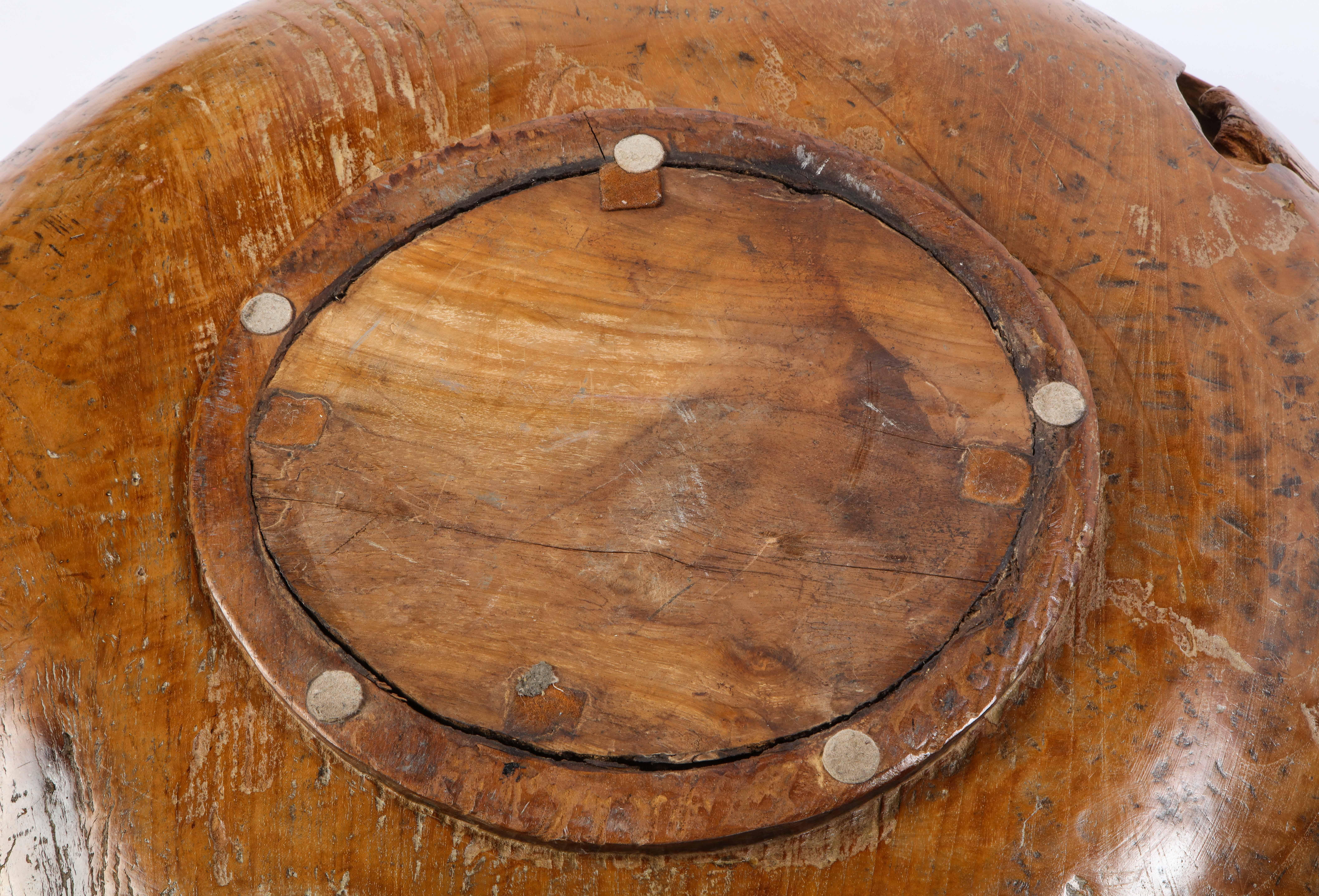 Large Burl Wood Bowl with 31 Metal Spheres, 20th Century 12