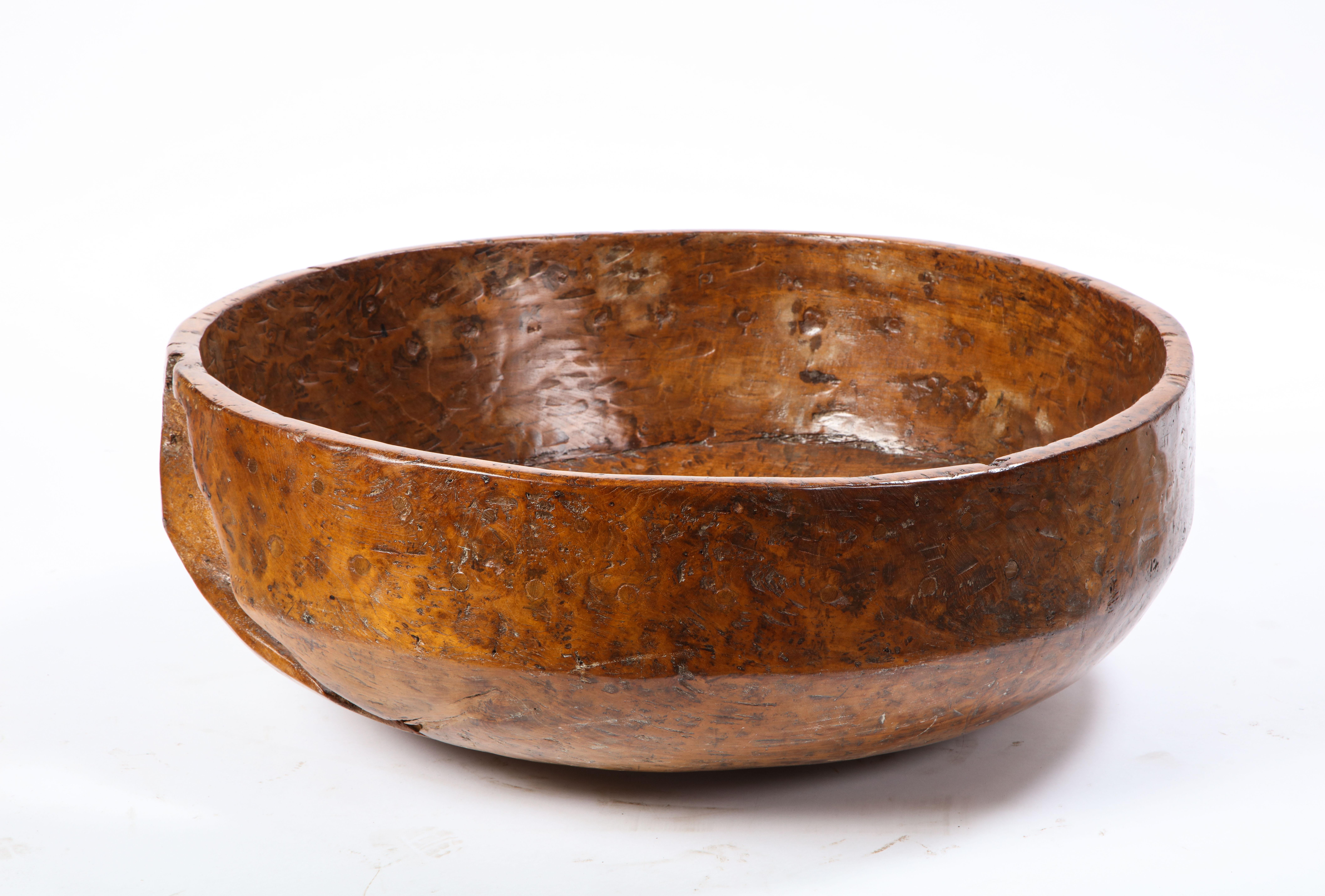 Large Burl Wood Bowl with 31 Metal Spheres, 20th Century 7