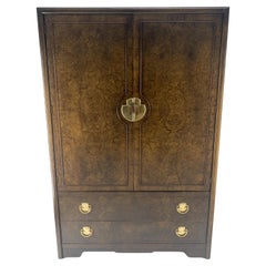 Cómoda de caballero Mastercraft de madera burl grande de latón de 2 puertas MINT